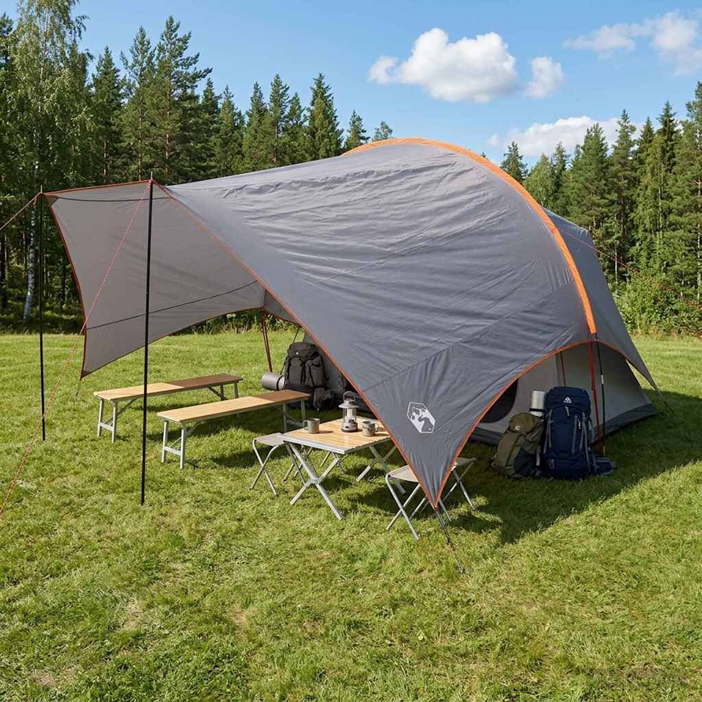 vidaXL Водоустойчив палатка навес Сив и оранжев 550 x 400 x 230 см