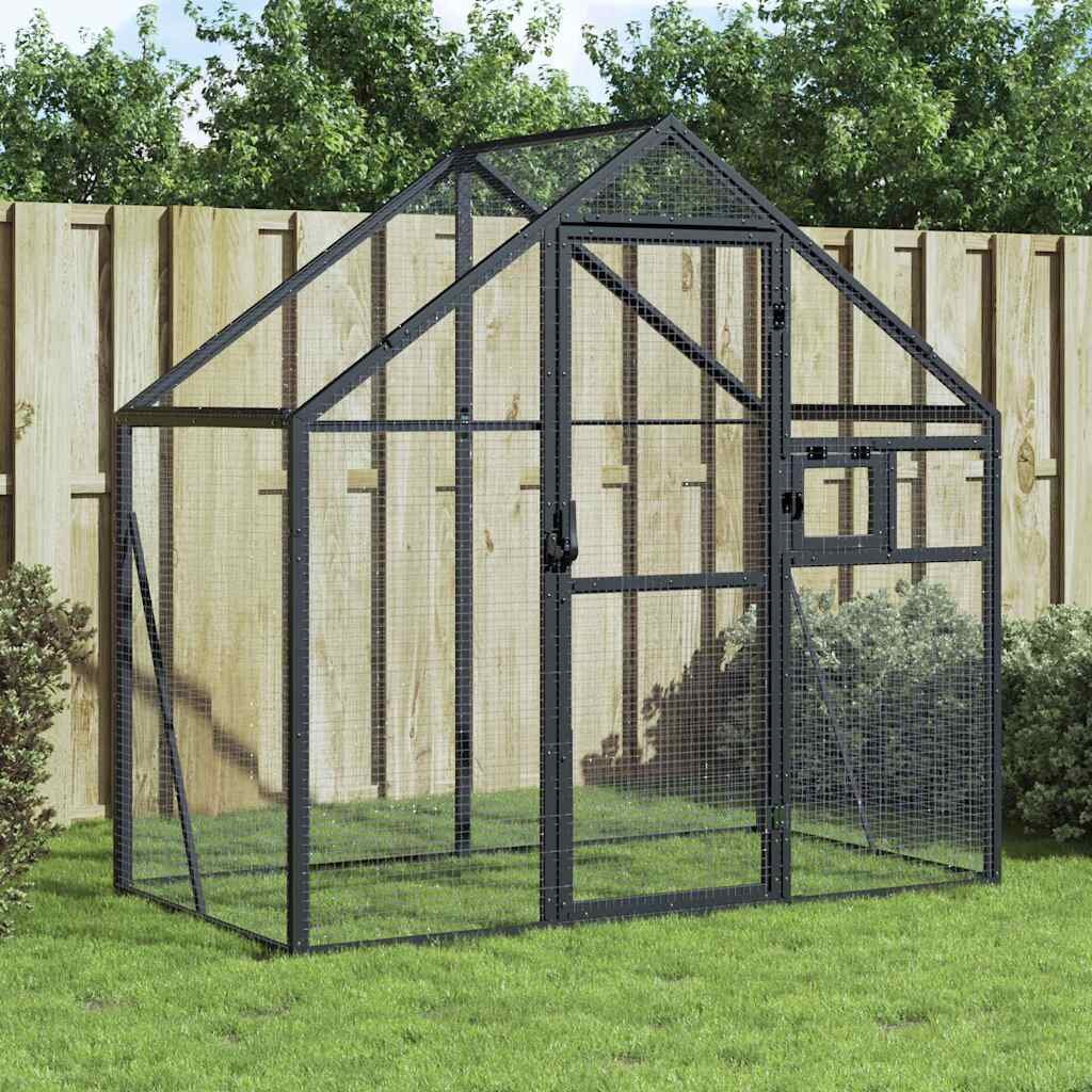 vidaXL Волиера антрацит 179x100x185 см алуминий