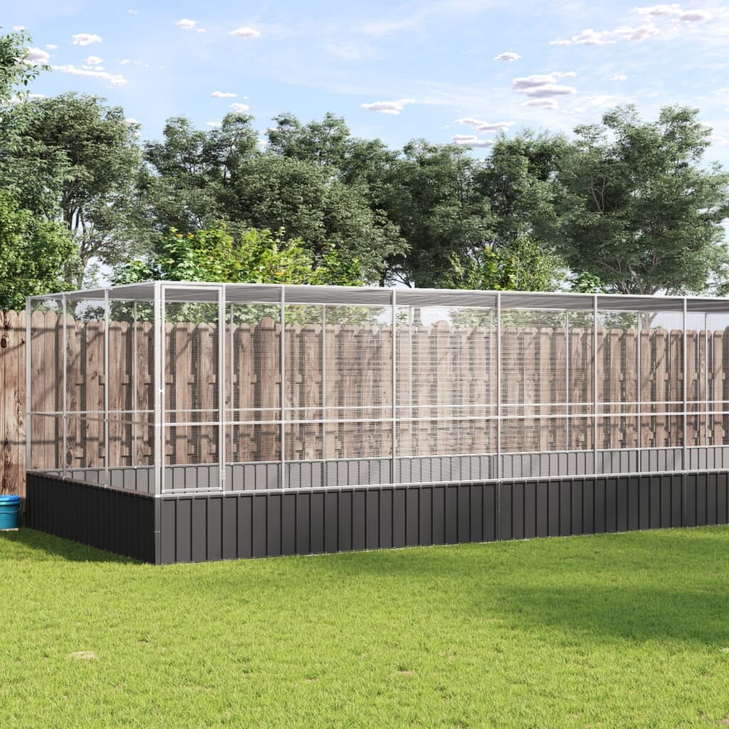 vidaXL Волиера с удължение сребриста 1139x307x212 см стомана