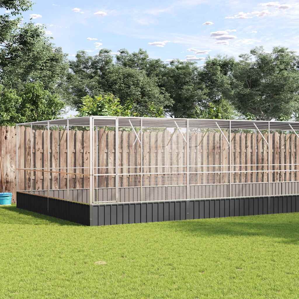 vidaXL Волиера с удължение сребриста 1246x414x212 см стомана