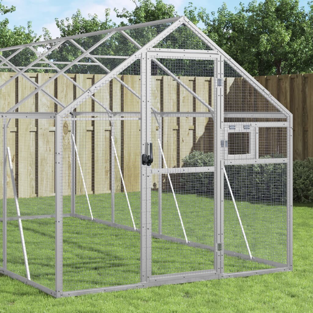 vidaXL Волиера сребриста 179x10x185 м алуминий