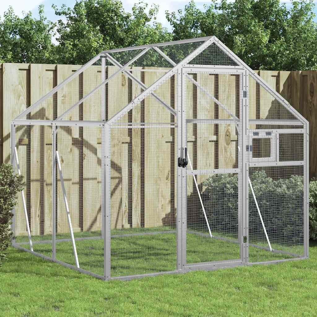 vidaXL Волиера сребриста 179x2x185 м алуминий