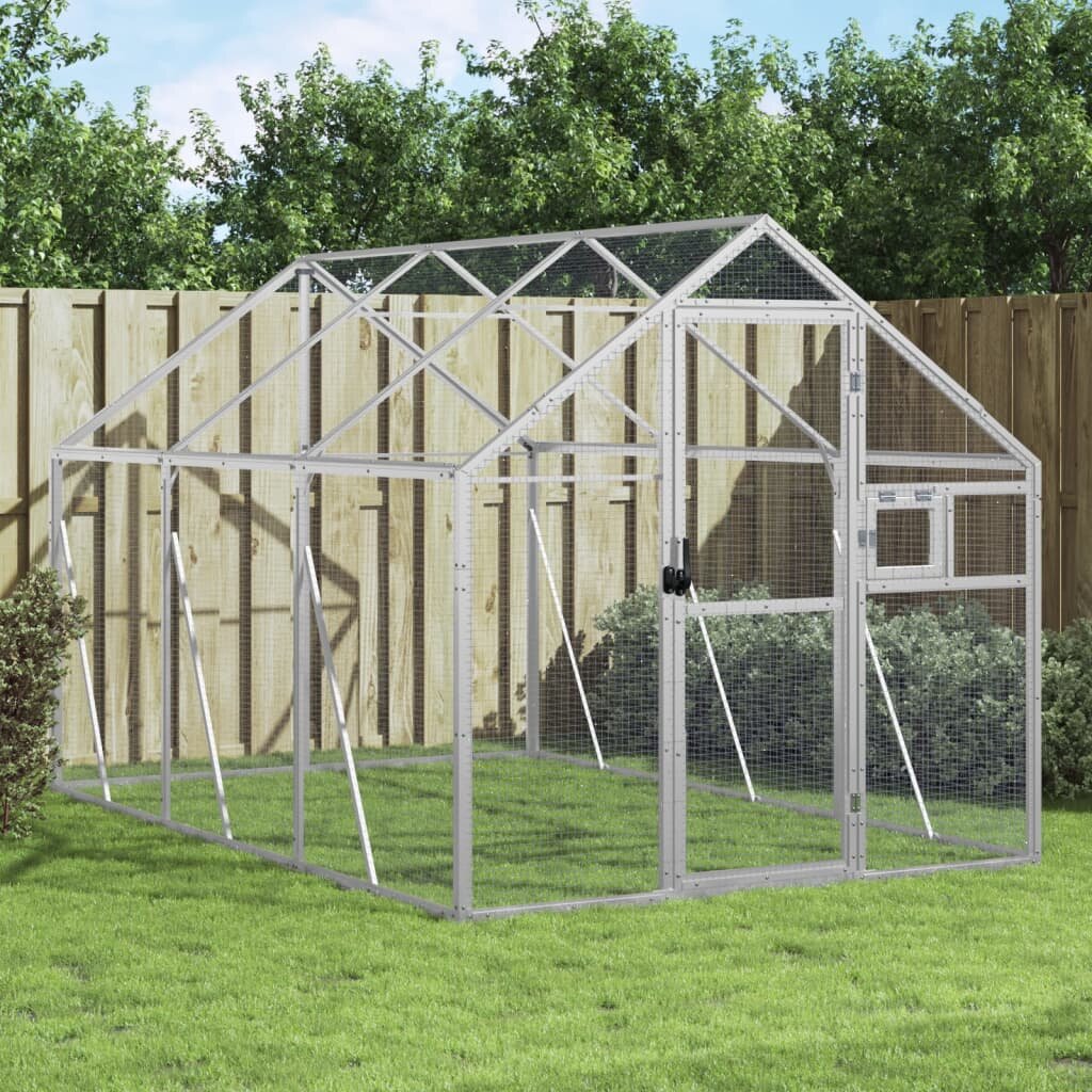 vidaXL Волиера сребриста 179x3x185 м алуминий