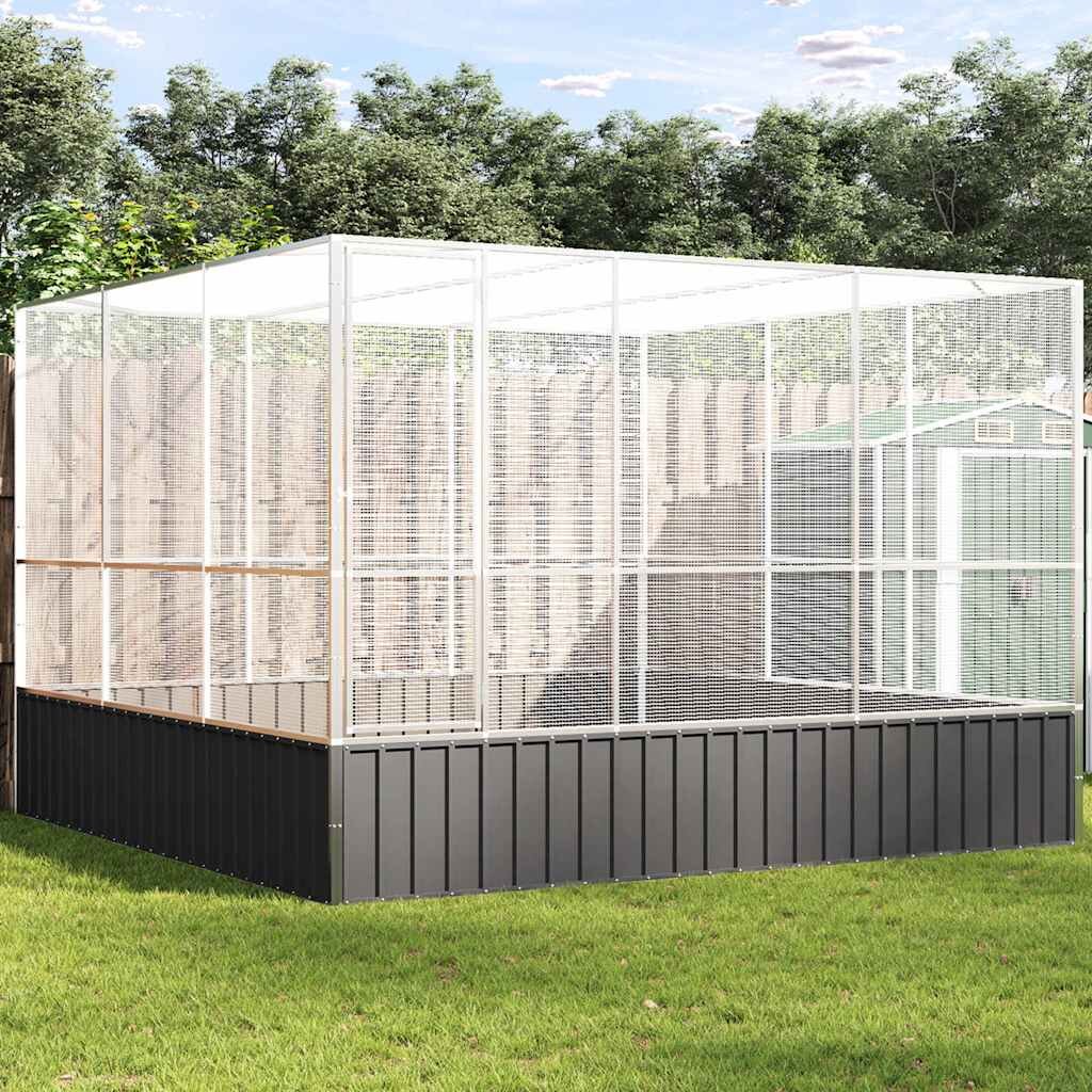 vidaXL Волиера сребриста 311x307x212 см стомана