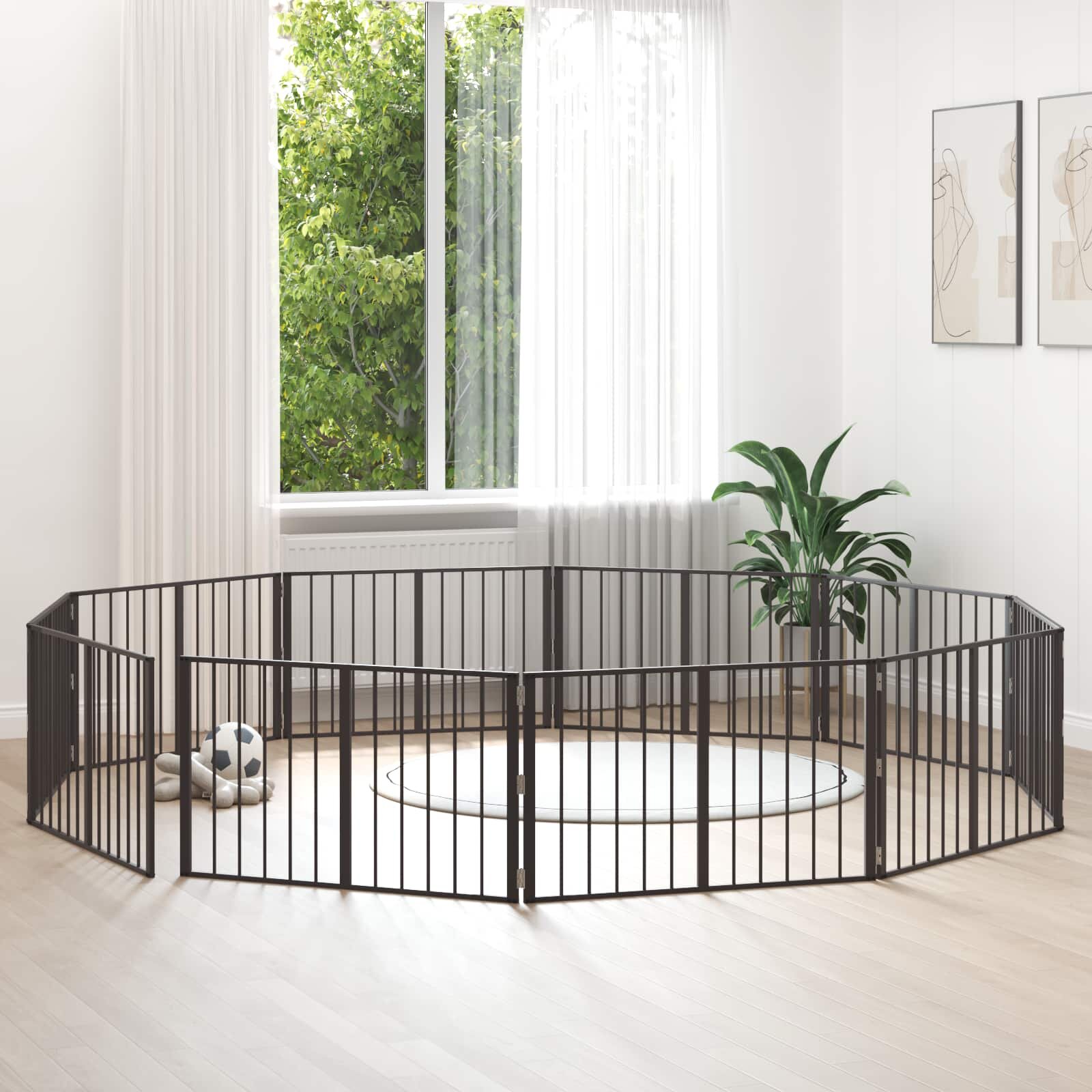 vidaXL Врата за кучета 10 бр. Черно 100 x 60 cm Поцинкована стомана