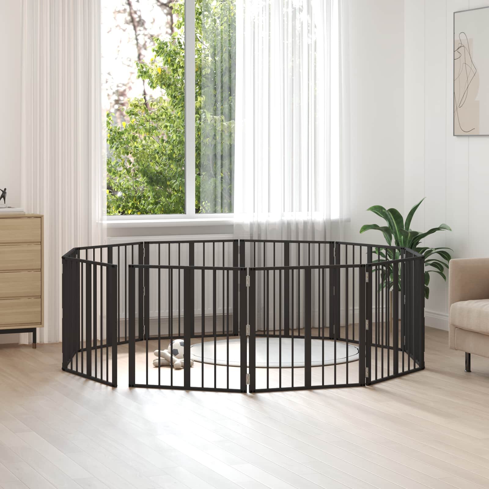 vidaXL Врата за кучета 10 бр. Черно 60 x 60 cm Поцинкована стомана