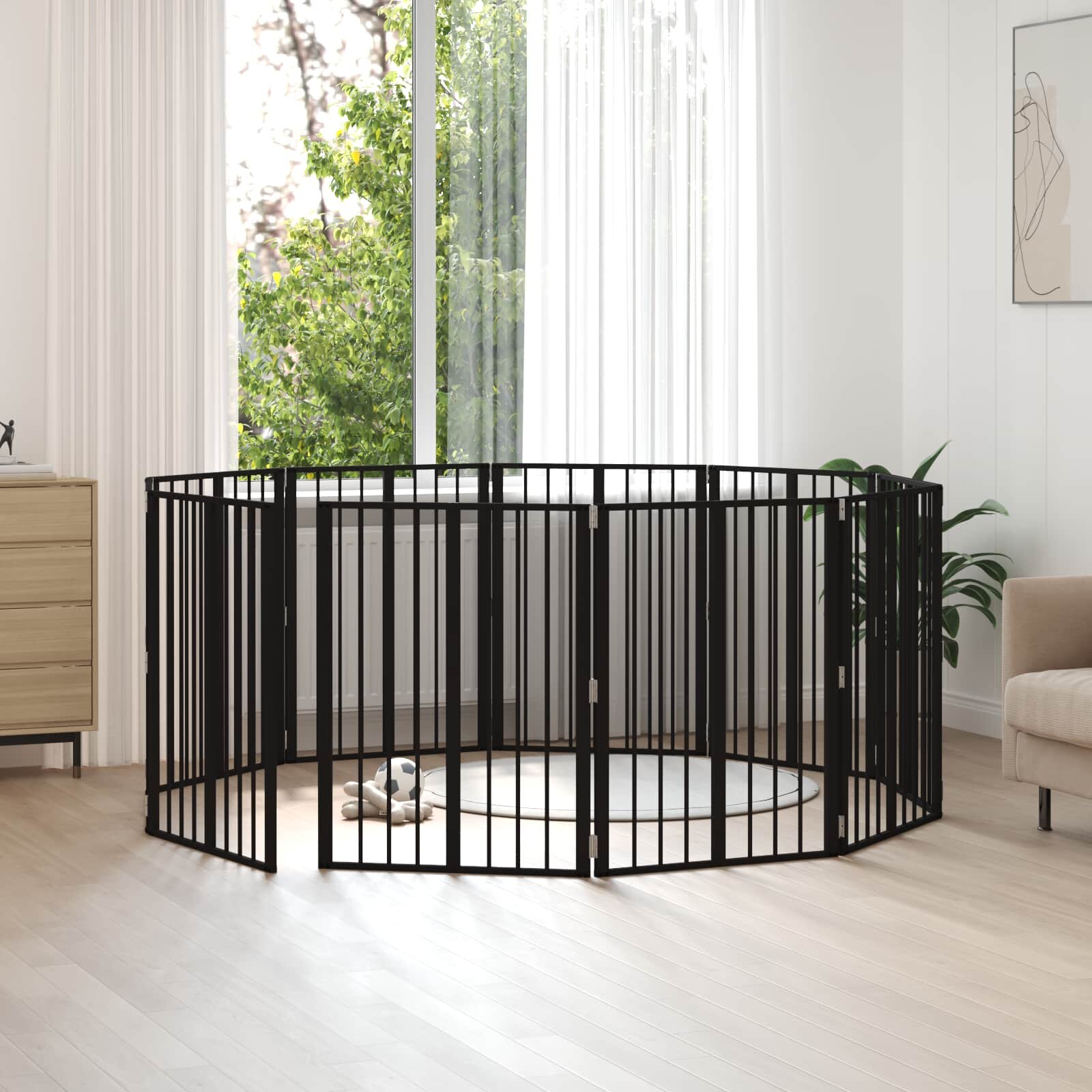 vidaXL Врата за кучета 10 бр. Черно 60 x 80 cm Поцинкована стомана