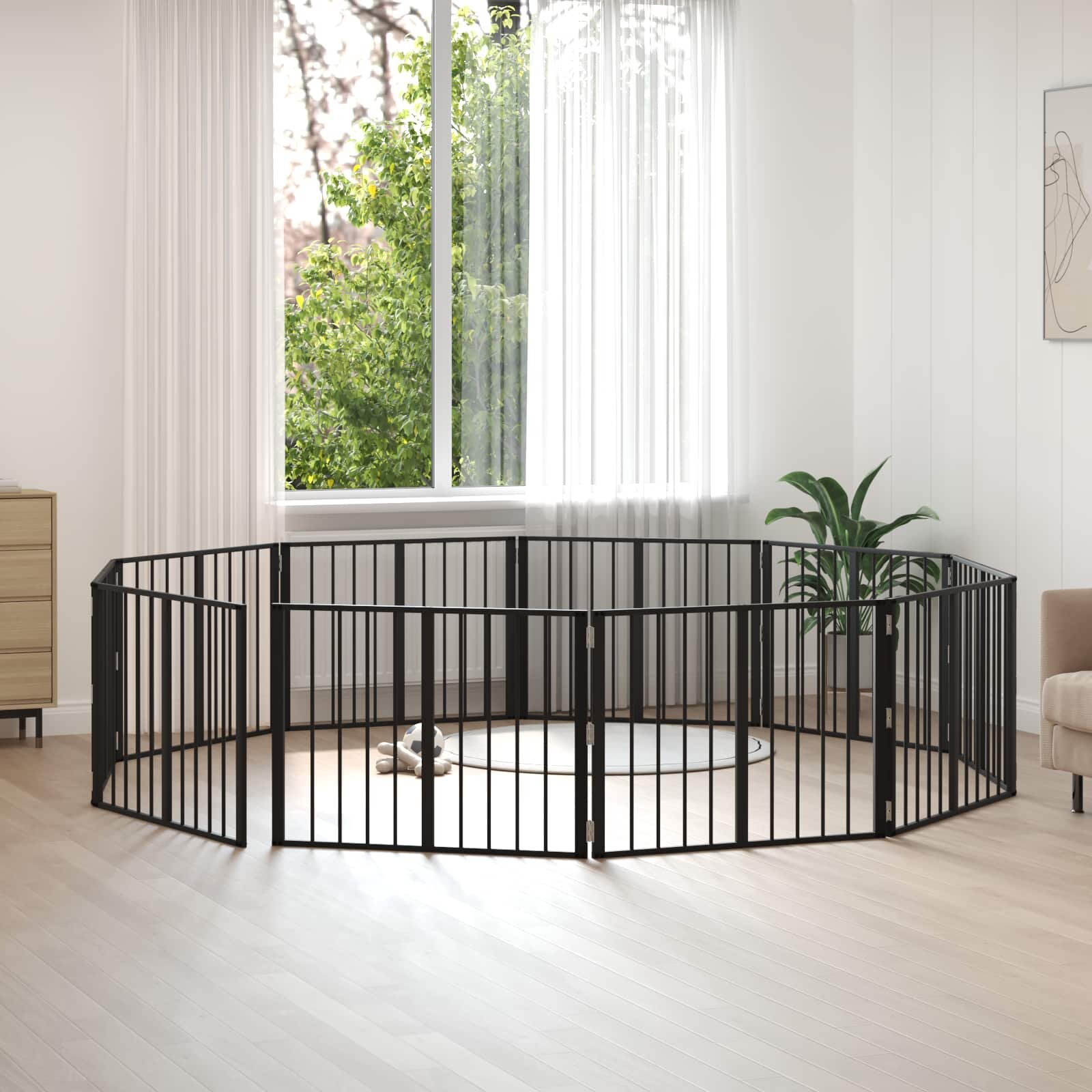 vidaXL Врата за кучета 10 бр. Черно 80 x 60 cm Поцинкована стомана