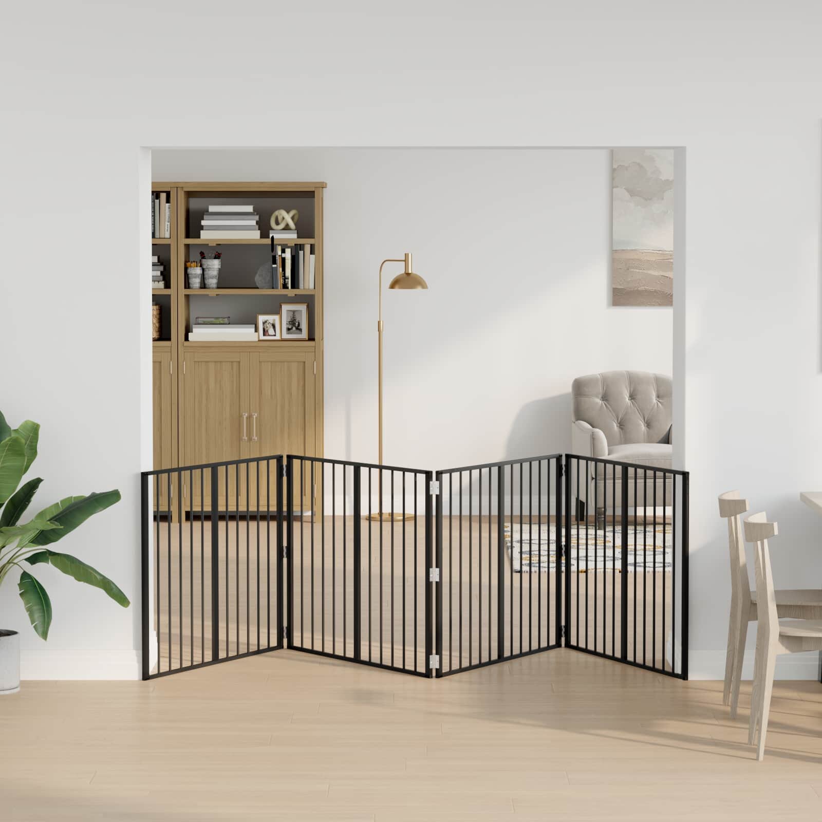 vidaXL Врата за кучета 4 бр. Черно 100 x 80 cm Поцинкована стомана