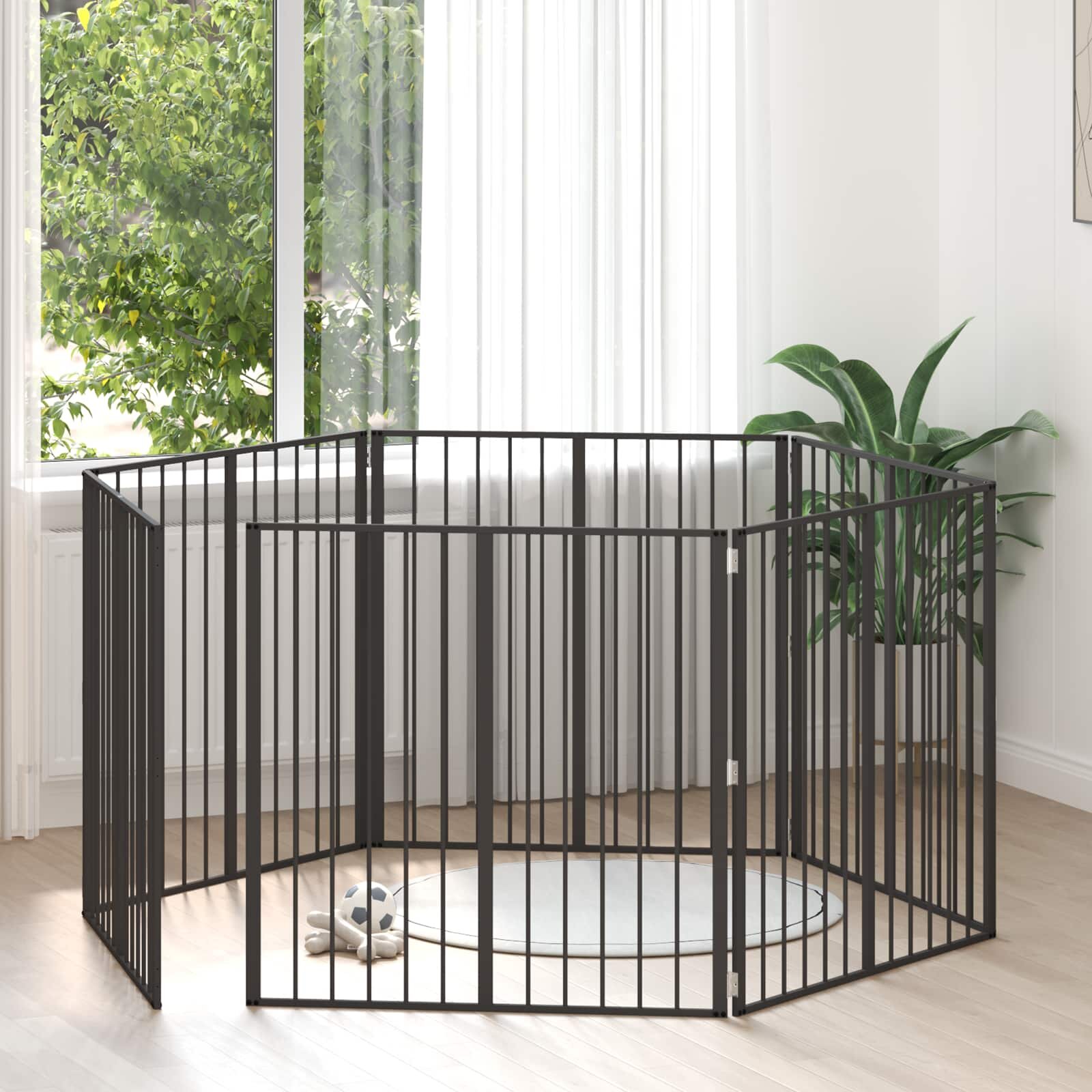 vidaXL Врата за кучета 6 бр. Черно 100 x 100 cm Поцинкована стомана