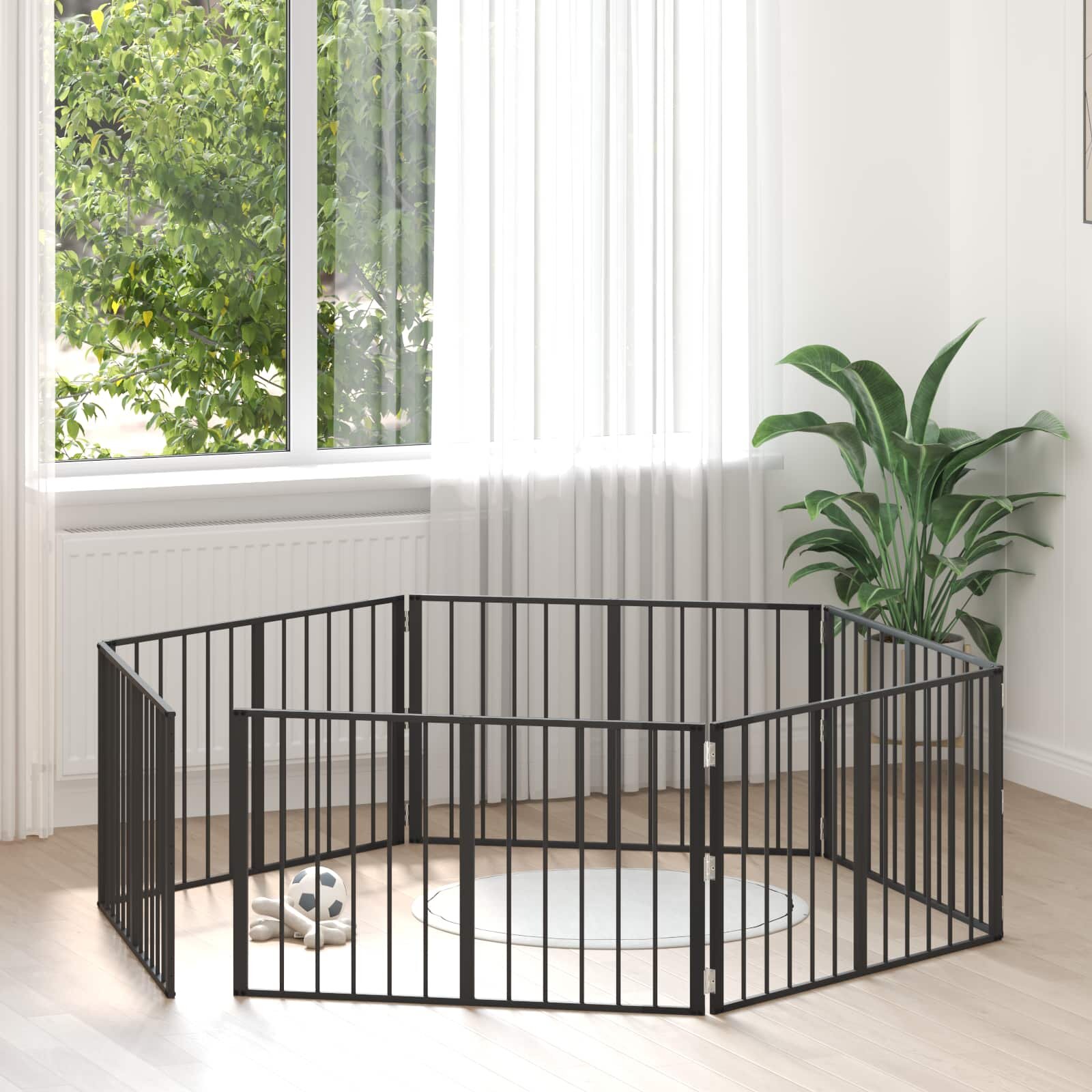 vidaXL Врата за кучета 6 бр. Черно 100 x 60 cm Поцинкована стомана