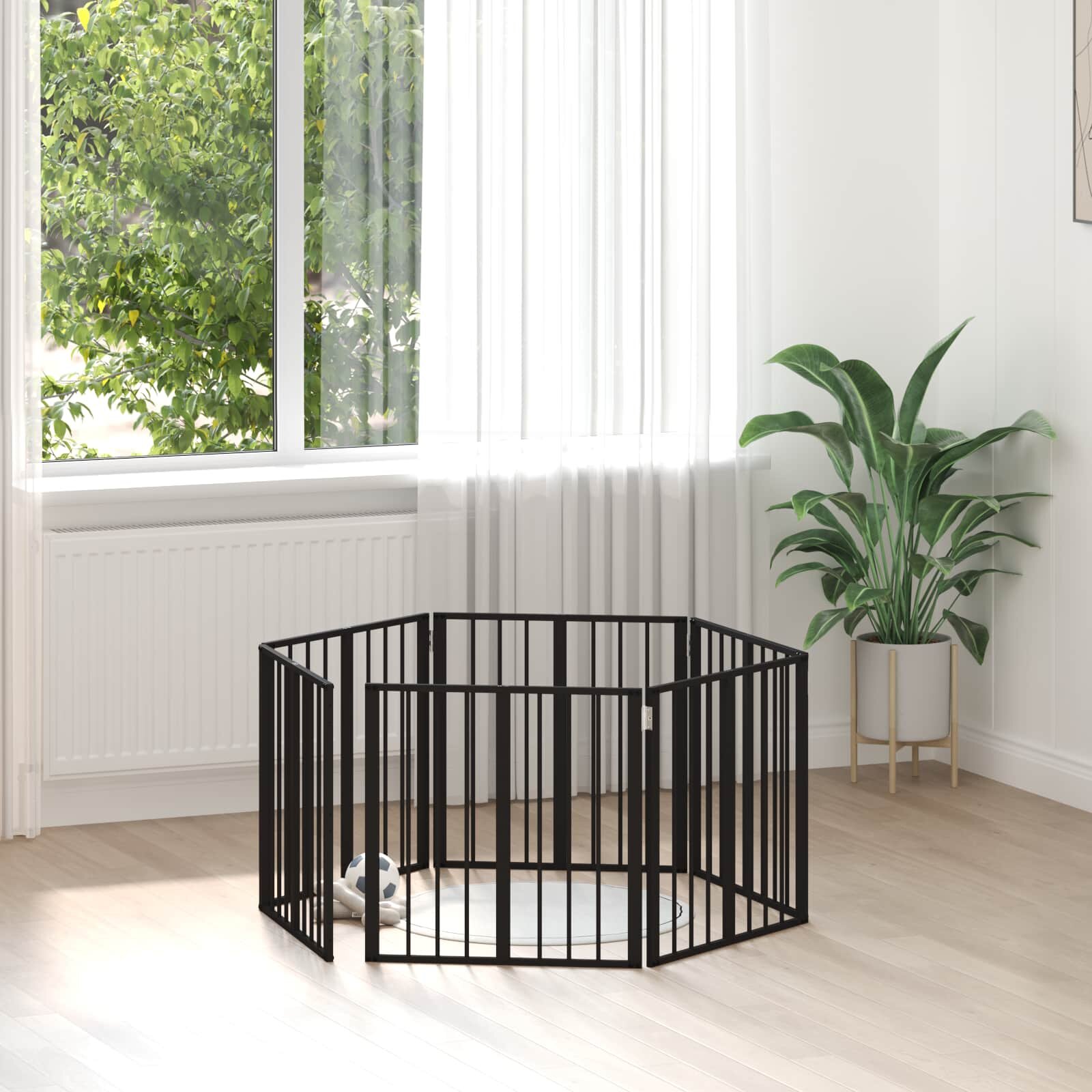 vidaXL Врата за кучета 6 бр. Черно 60 x 60 cm Поцинкована стомана