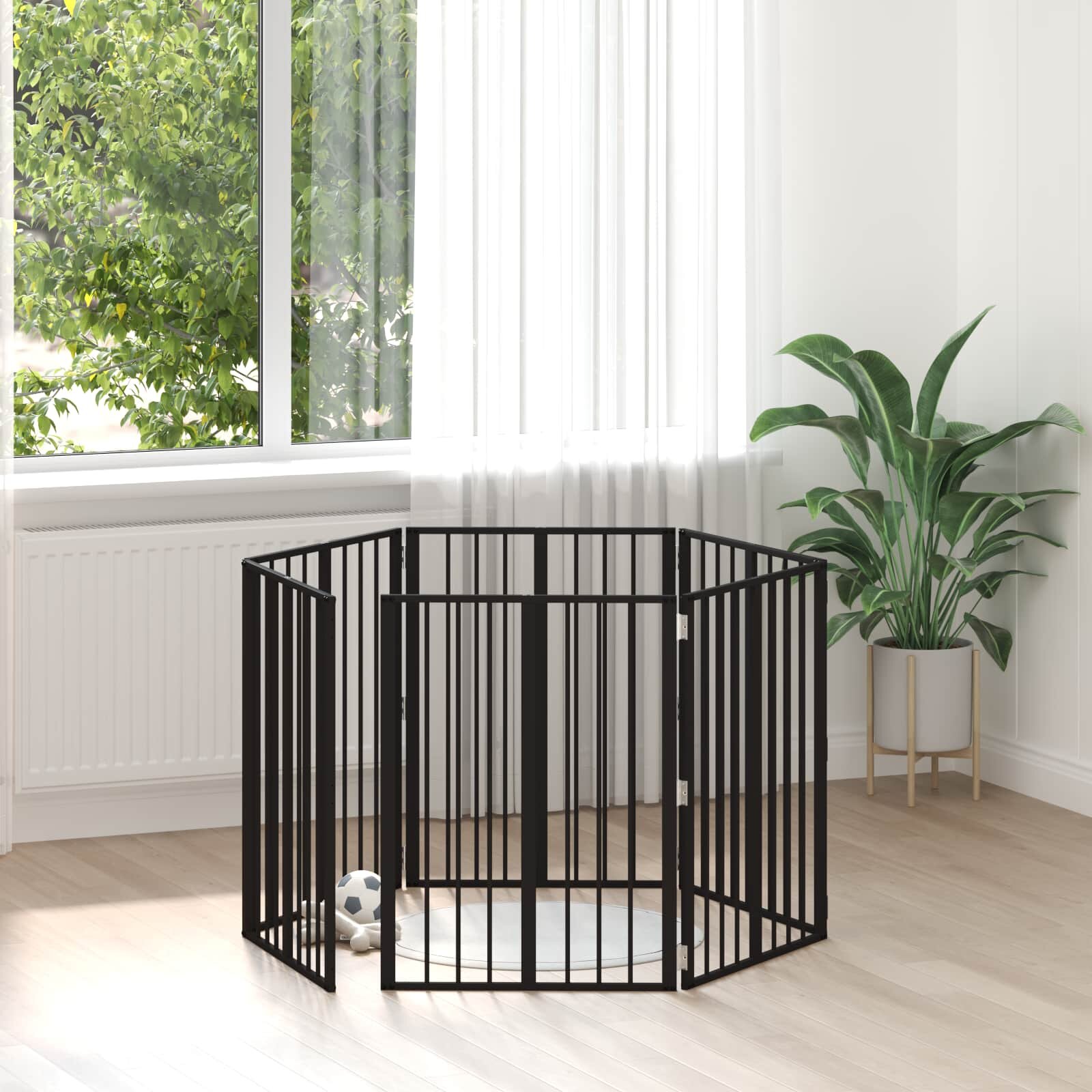 vidaXL Врата за кучета 6 бр. Черно 60 x 80 cm Поцинкована стомана