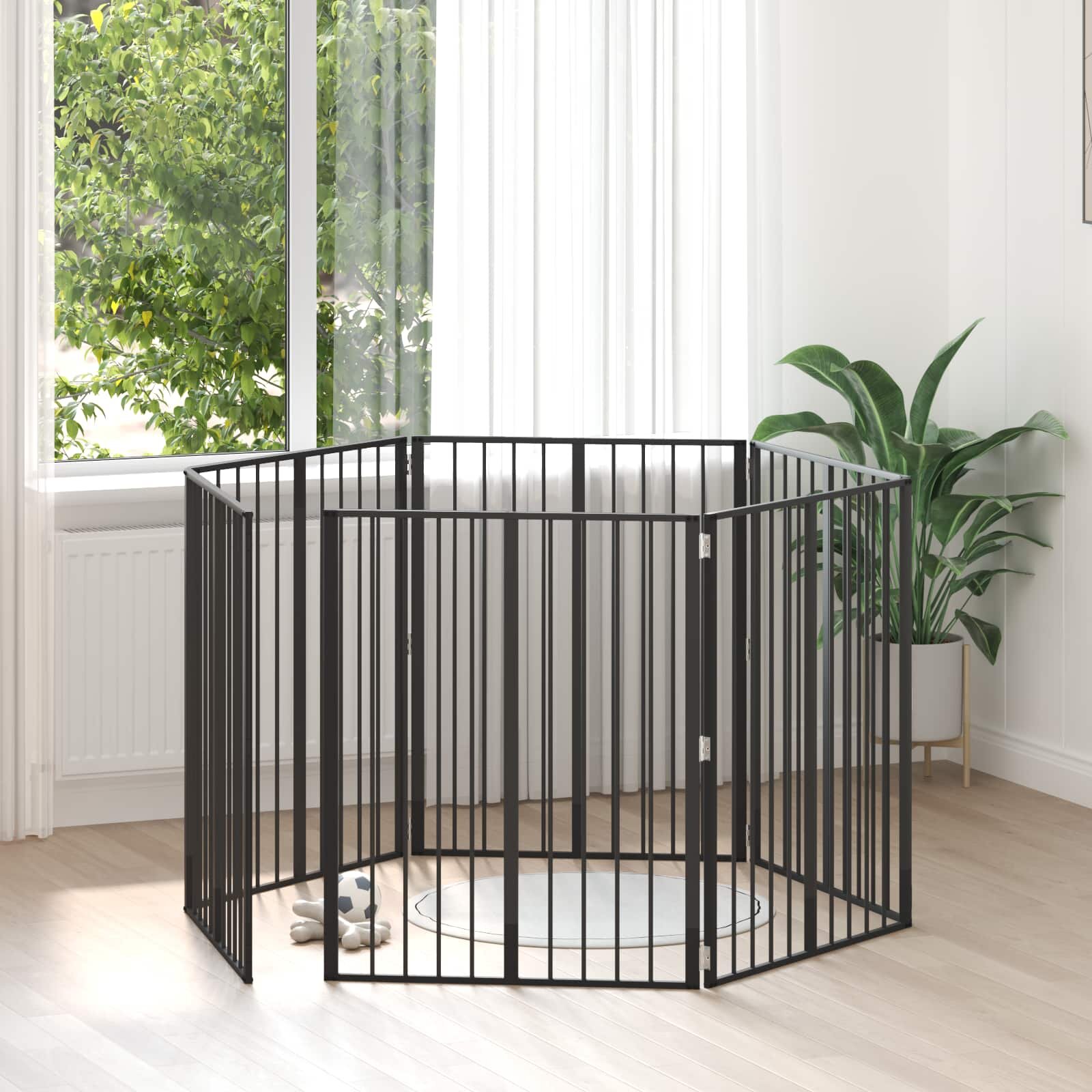 vidaXL Врата за кучета 6 бр. Черно 80 x 100 cm Поцинкована стомана