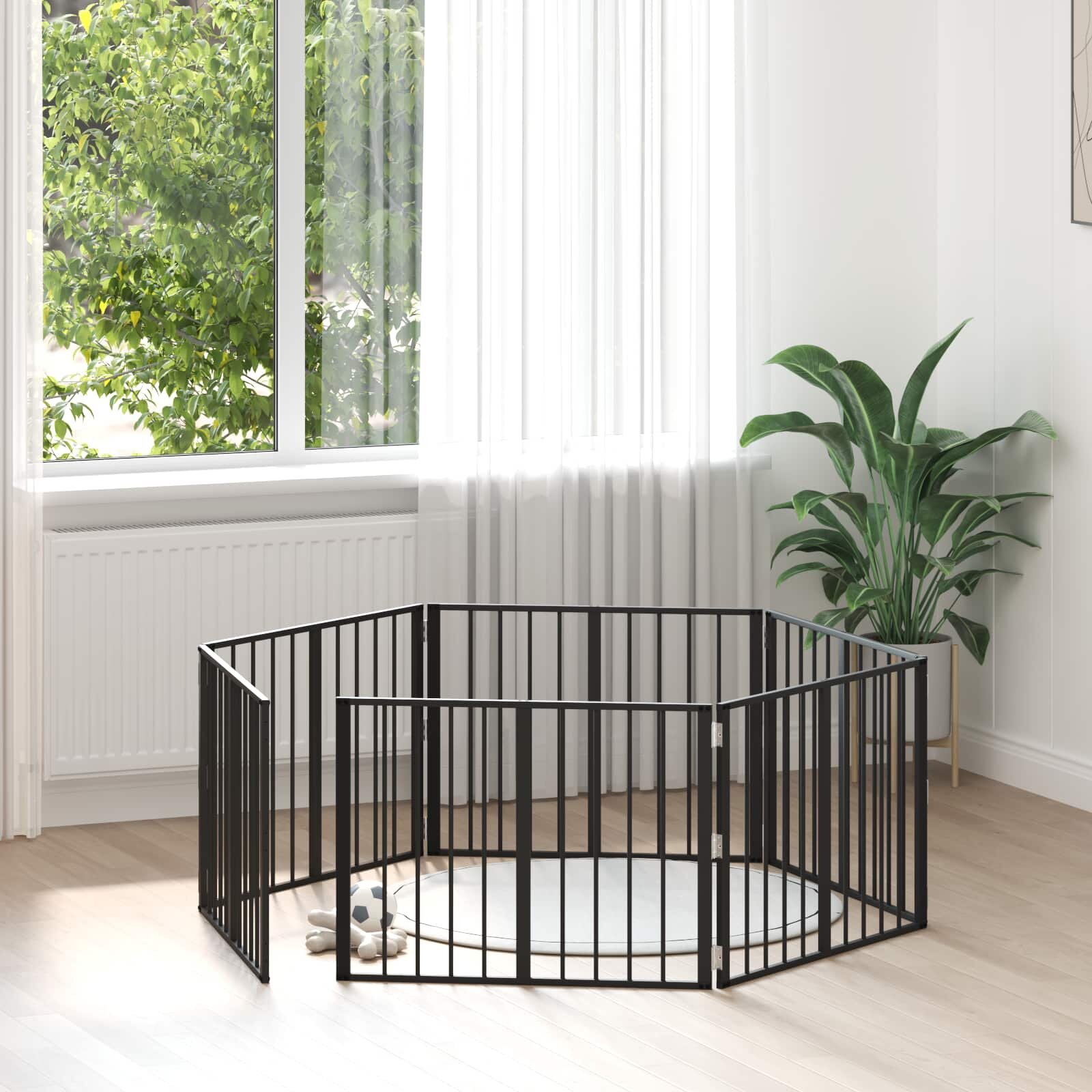 vidaXL Врата за кучета 6 бр. Черно 80 x 60 cm Поцинкована стомана