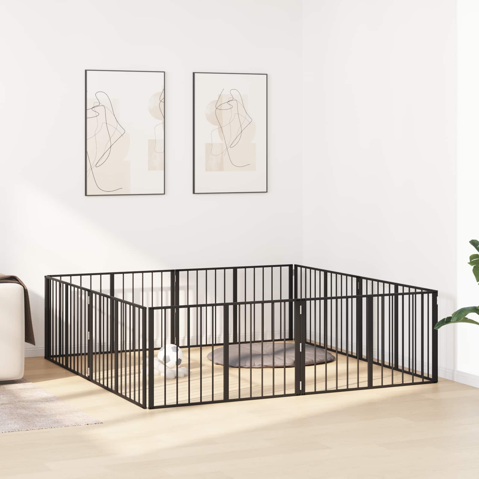 vidaXL Врата за кучета 8 бр. Черно 100 x 60 cm Поцинкована стомана