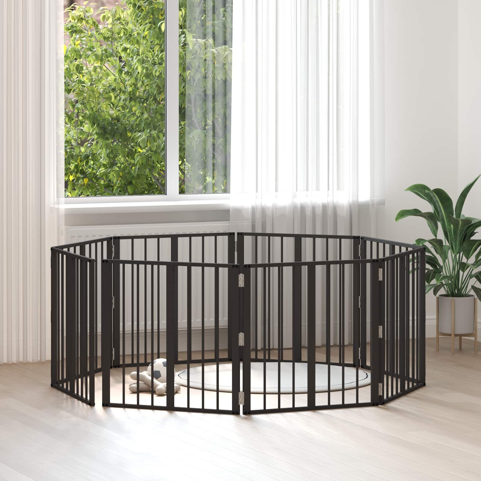vidaXL Врата за кучета 8 бр. Черно 60 x 60 cm Поцинкована стомана
