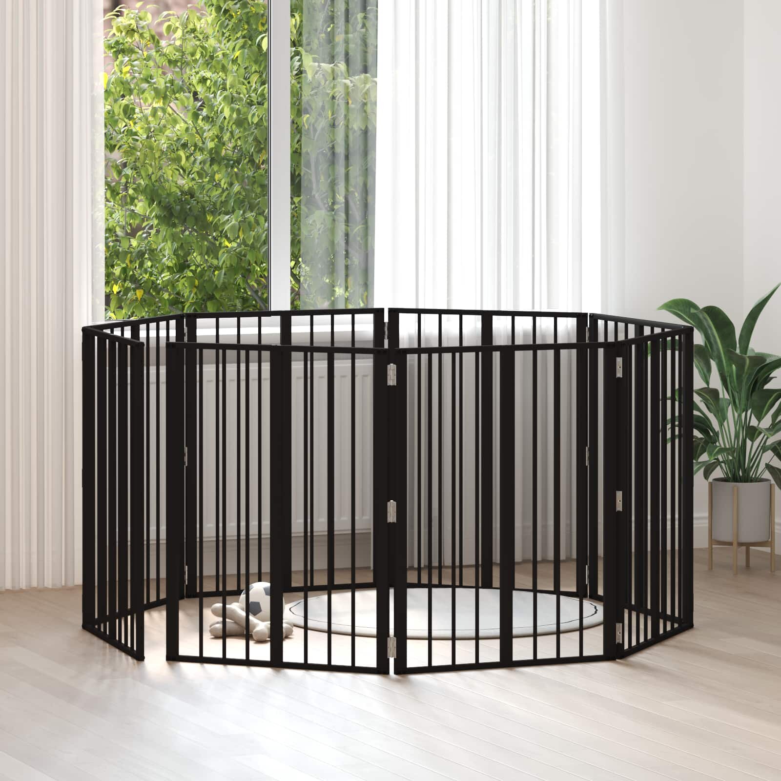 vidaXL Врата за кучета 8 бр. Черно 60 x 80 cm Поцинкована стомана