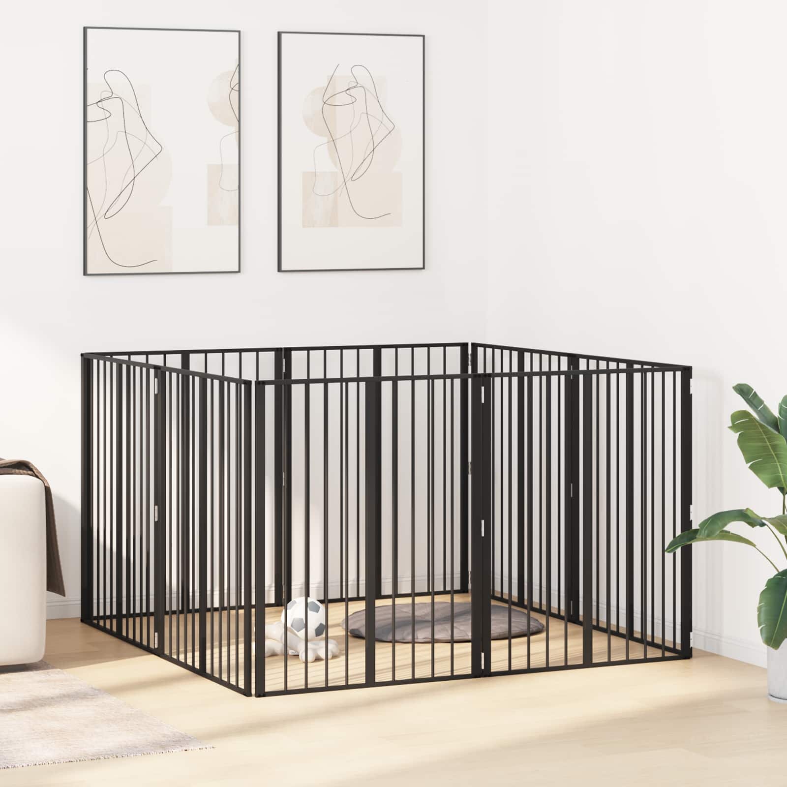 vidaXL Врата за кучета 8 бр. Черно 80 x 100 cm Поцинкована стомана