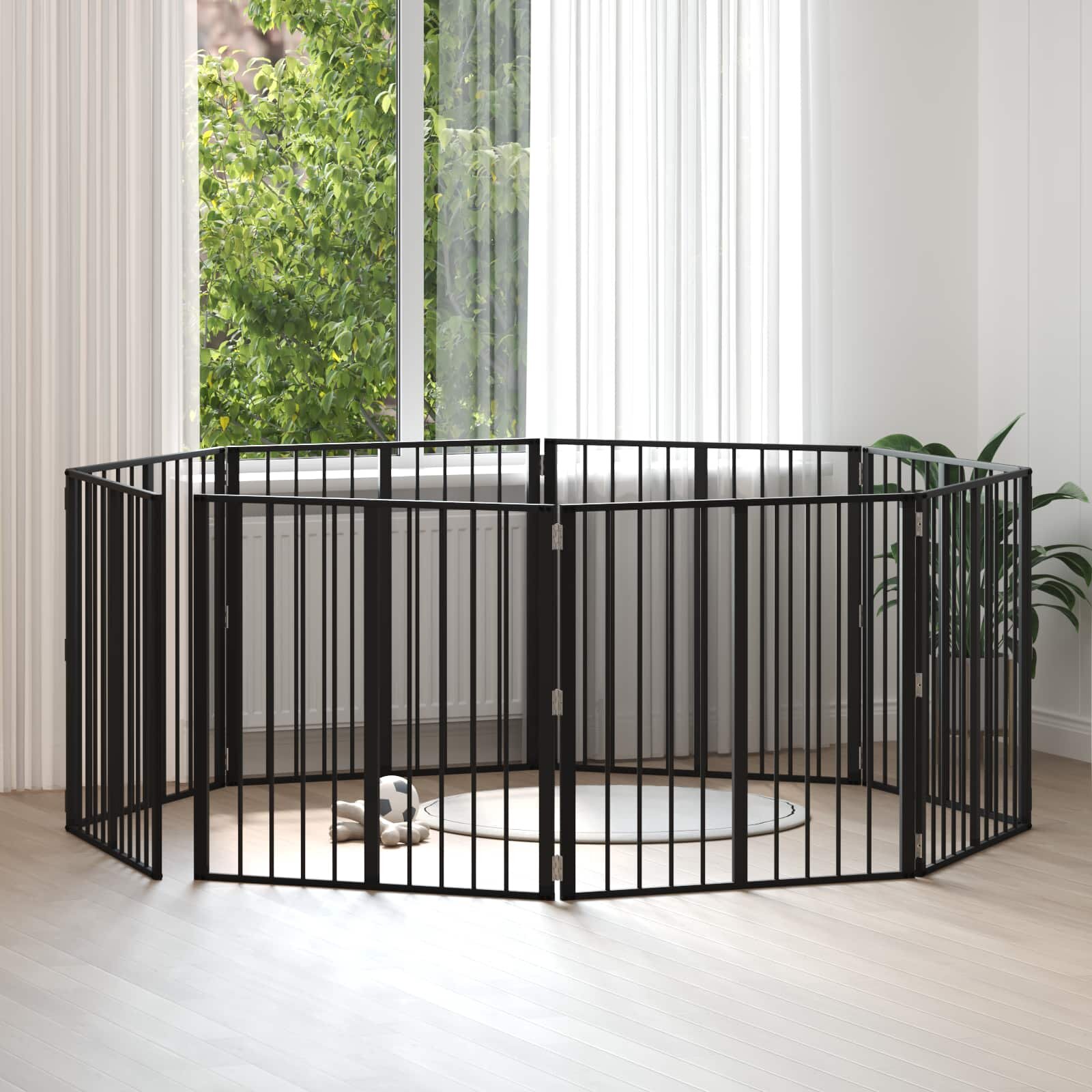 vidaXL Врата за кучета 8 бр. Черно 80 x 80 cm Поцинкована стомана