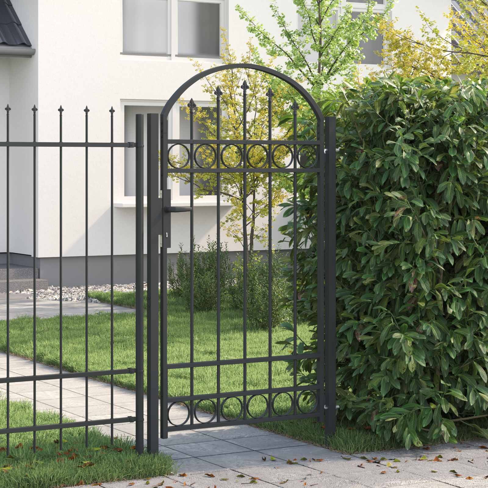 vidaXL Врата за ограда ASSEN 100 x 175 cm Сиво С ключалка
