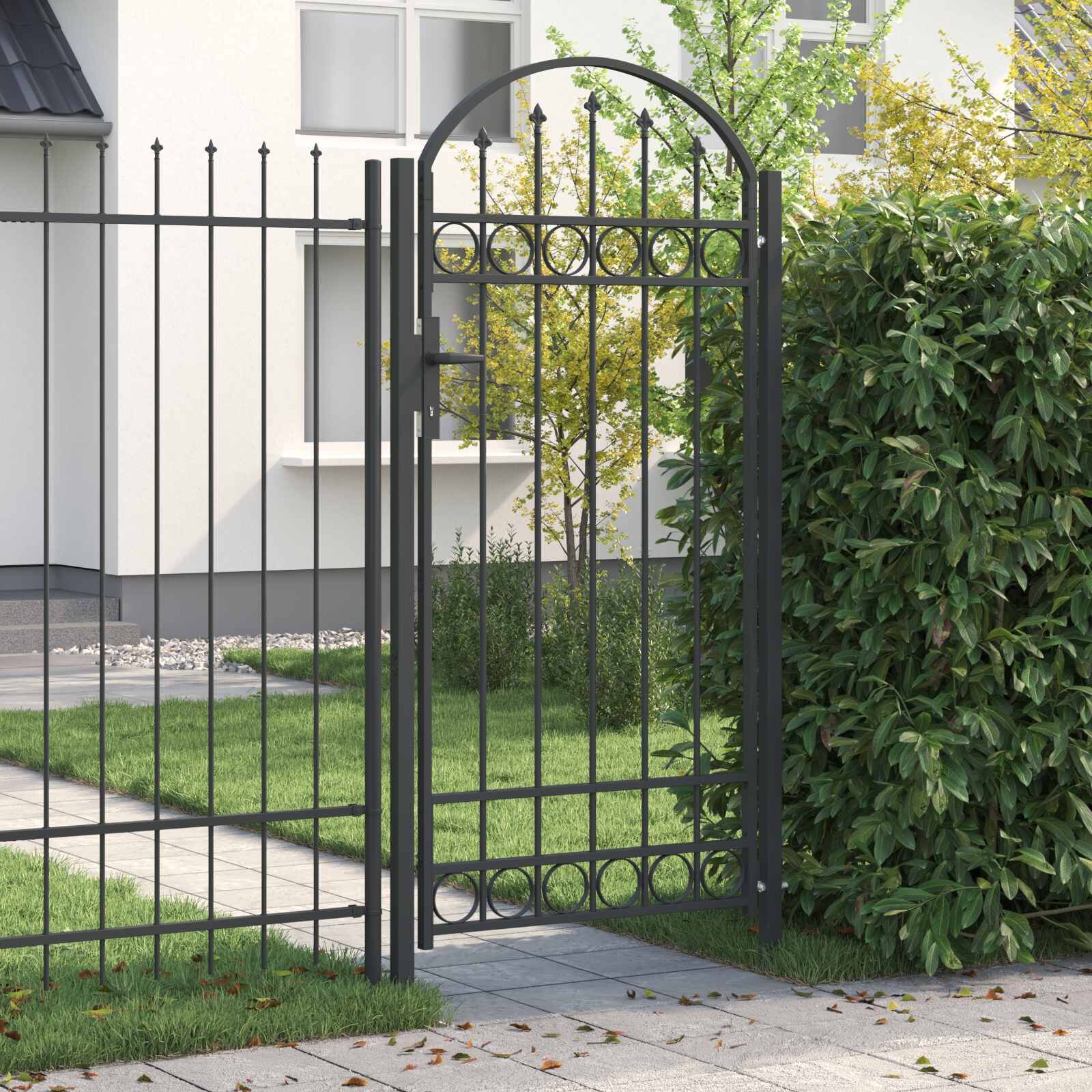 vidaXL Врата за ограда ASSEN 100 x 195 cm Сиво С ключалка