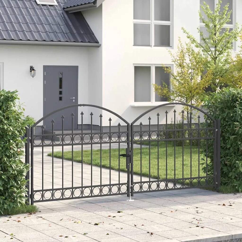 vidaXL Врата за ограда ASSEN 301 x 1755 см Стомана Сив С ключалка