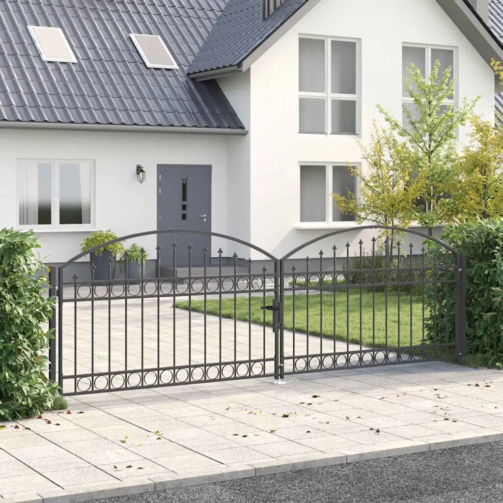vidaXL Врата за ограда ASSEN 401 x 1755 см Стомана Сив С ключалка