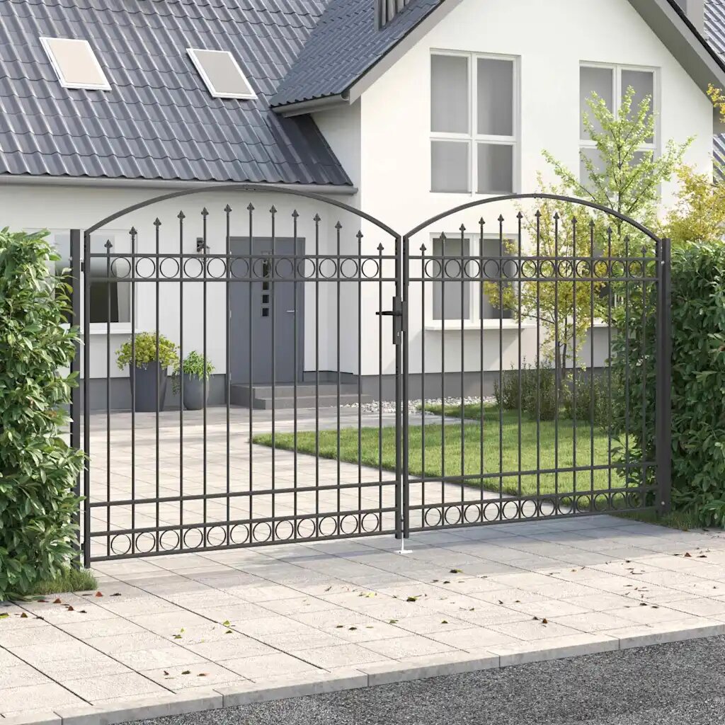 vidaXL Врата за ограда ASSEN 401 x 250 см Стомана Сив С ключалка