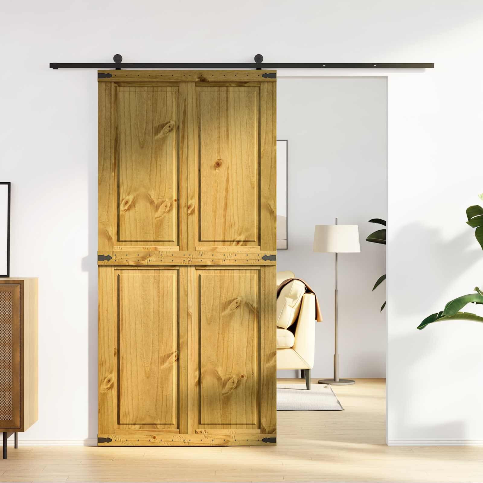 vidaXL Врата за плевня CORONA 100 x 210 cm Масивна борова дървесина