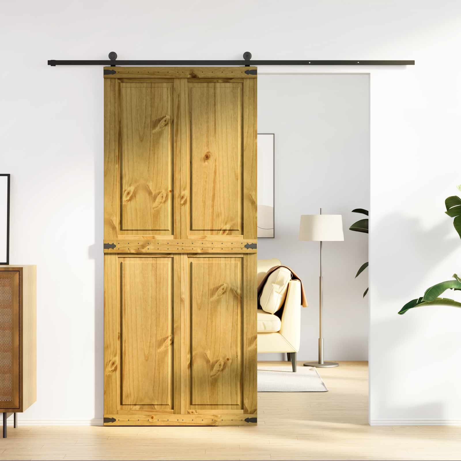 vidaXL Врата за плевня CORONA 90 x 210 cm Масивна борова дървесина
