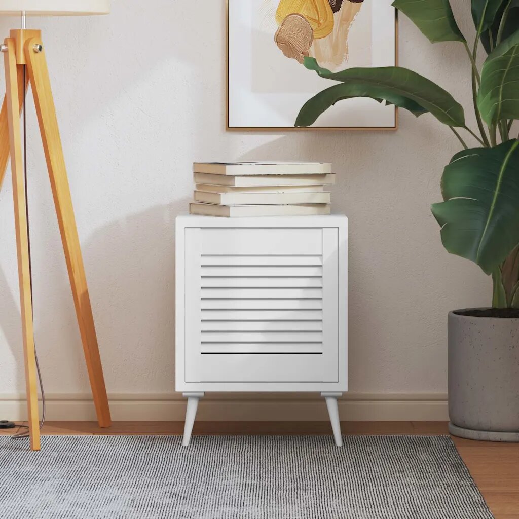 vidaXL Врата за шкаф с решетен дизайн бяла 395x394 см бор масив