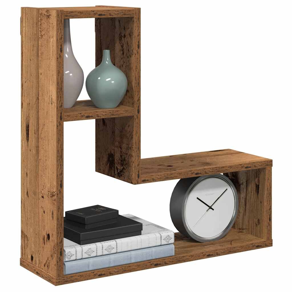 vidaXL Wall Cube Shelves 2 бр. старо дърво 50x15x50 cm