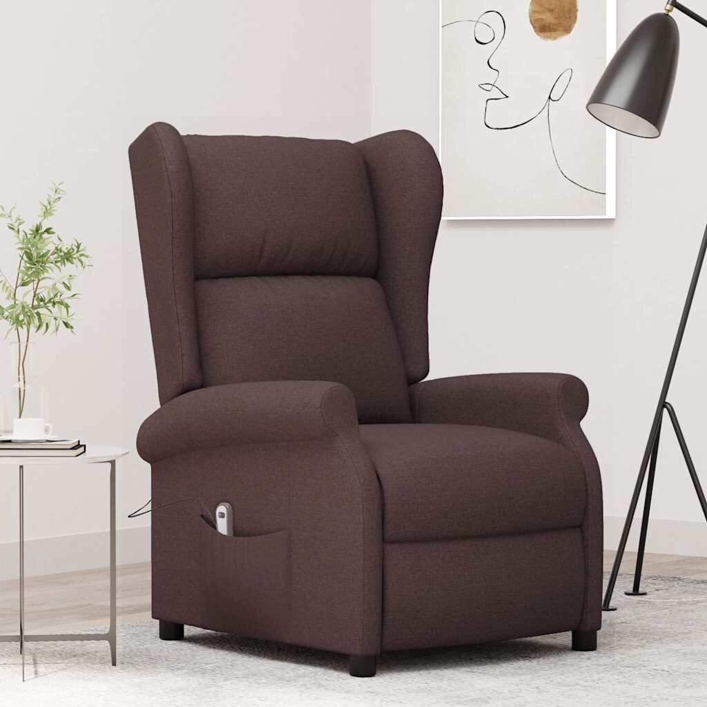 vidaXL Wingback електрически реклайнер стол тъмнокафяв текстил