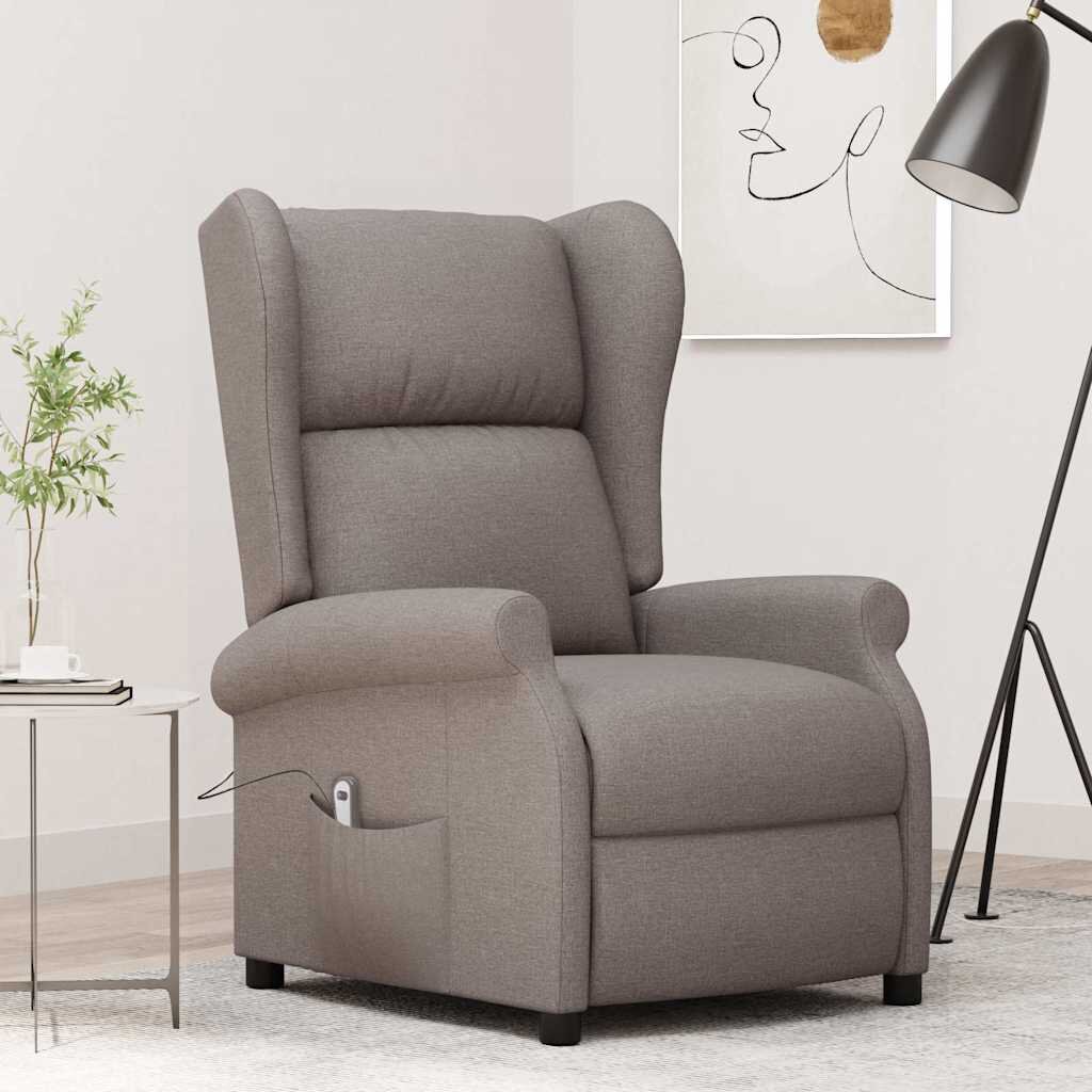 vidaXL Wingback електрически реклайнер стол таупе текстил