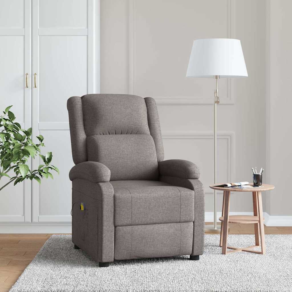 vidaXL Wingback масажен стол таупе текстил