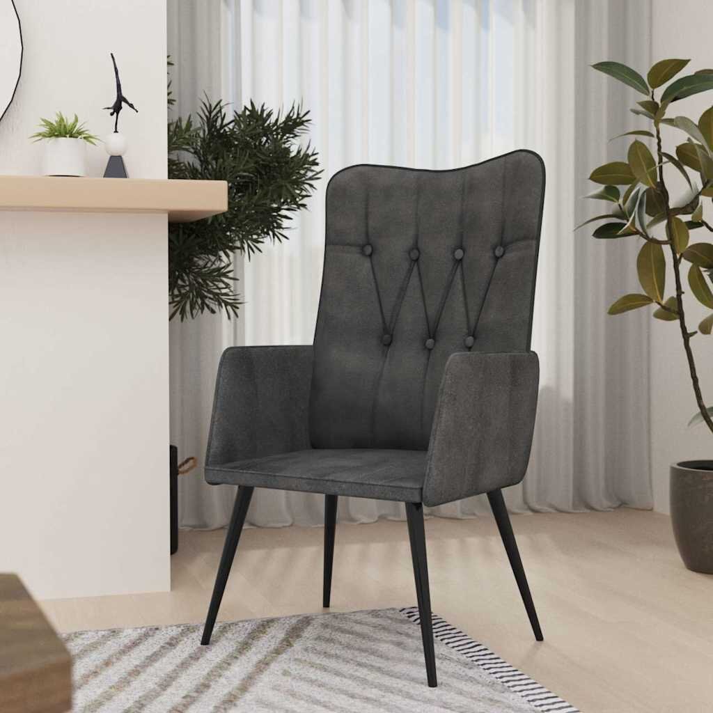 vidaXL Wingback стол черен канава