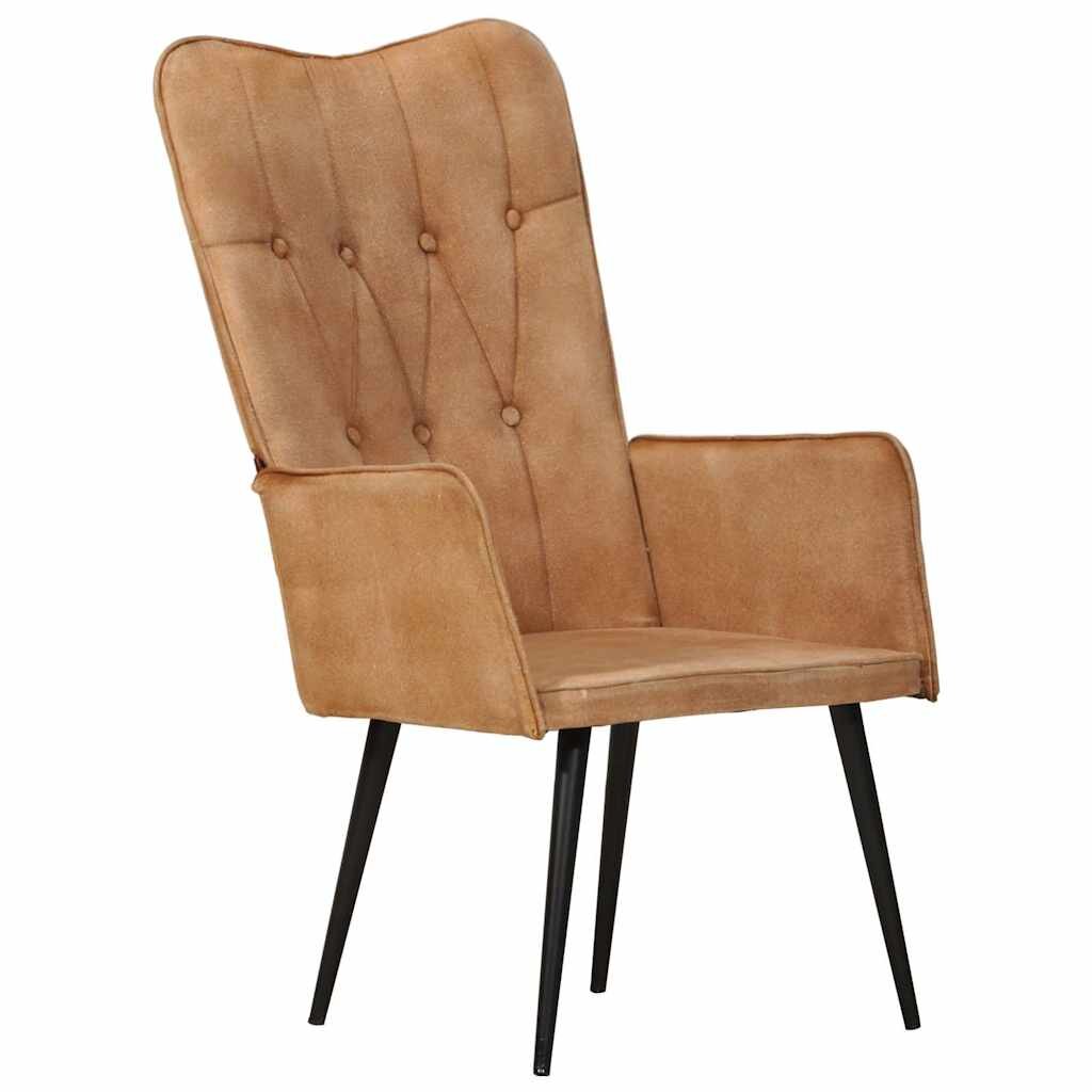 vidaXL Wingback стол кафяв канава