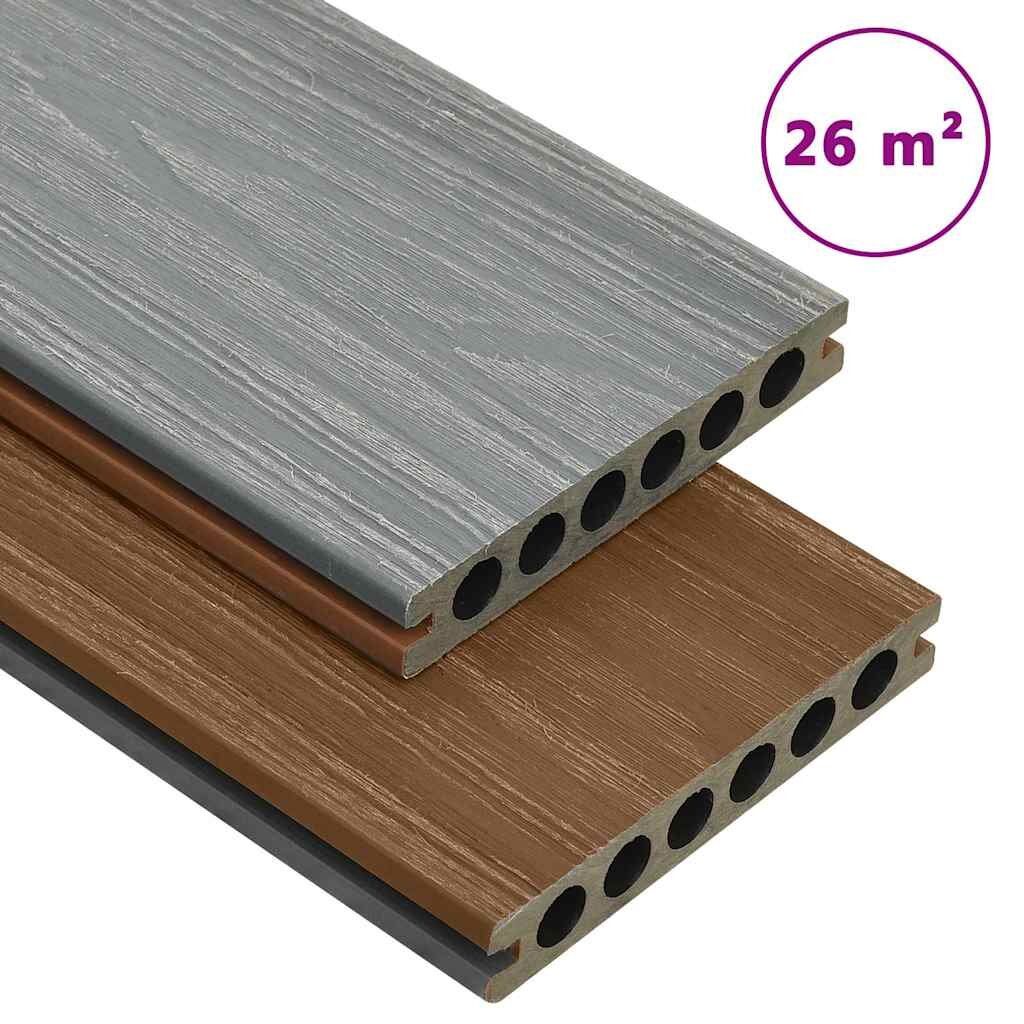 vidaXL WPC декинг дъски с аксесоари кафяво и сиво 26 м² 22 м