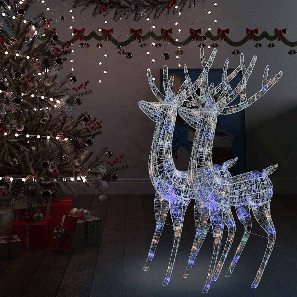 vidaXL XXL Акрилни коледни елени 250 LED 2 бр 180 см многоцветни