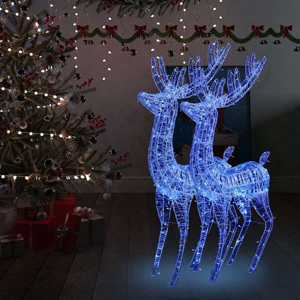 vidaXL XXL Акрилни коледни елени 250 LED 2 бр 180 см сини