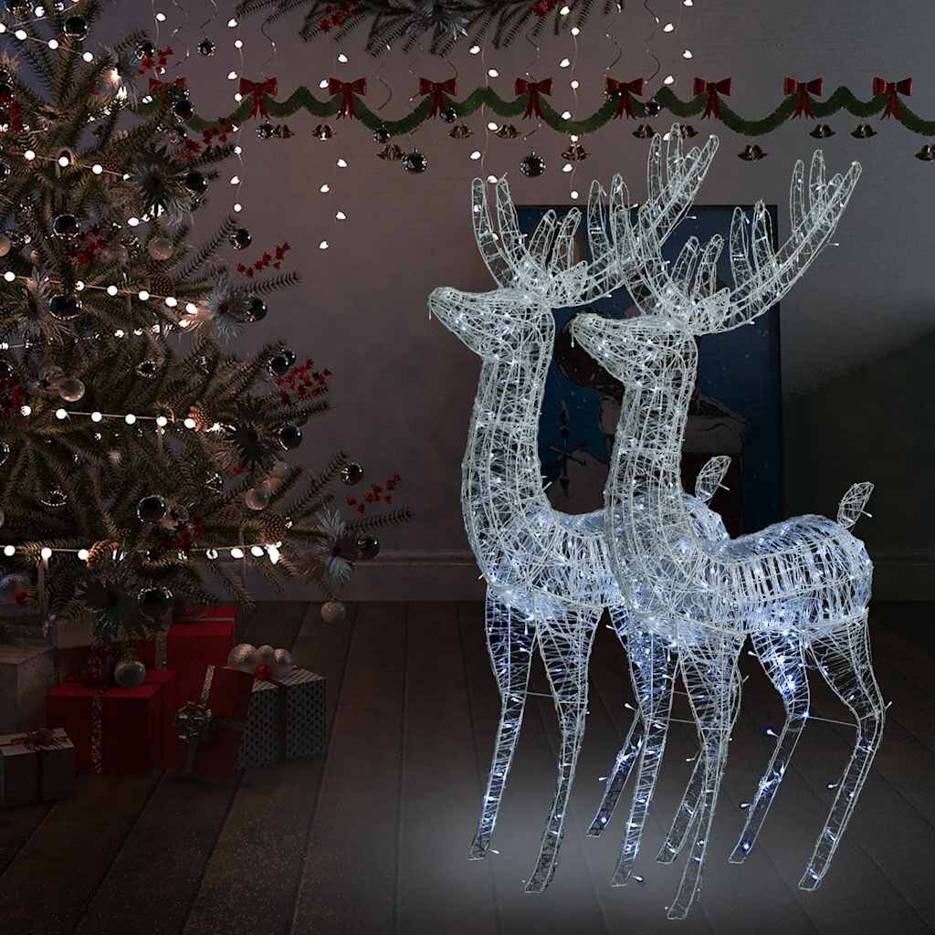 vidaXL XXL Акрилни коледни елени 250 LED 2 бр 180 см студено бяло