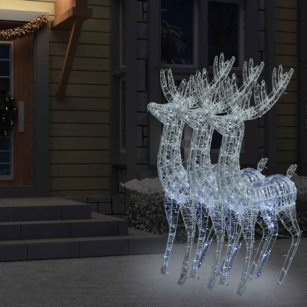 vidaXL XXL Акрилни коледни елени 250 LED 3 бр 180 см студено бяло