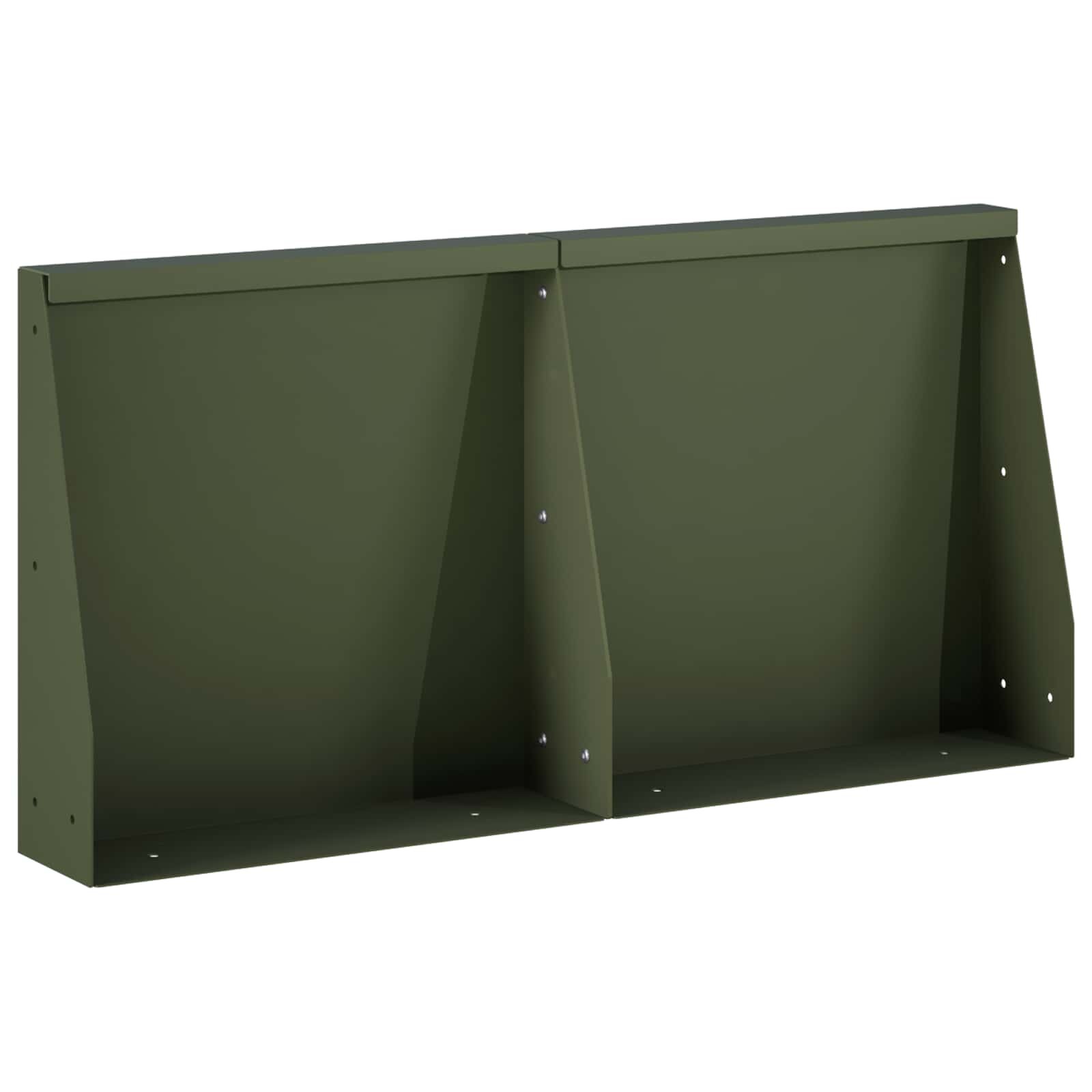 vidaXL Задържащи стени 2 бр. 40 x 12 x 30 см Стомана Маслиненозелено