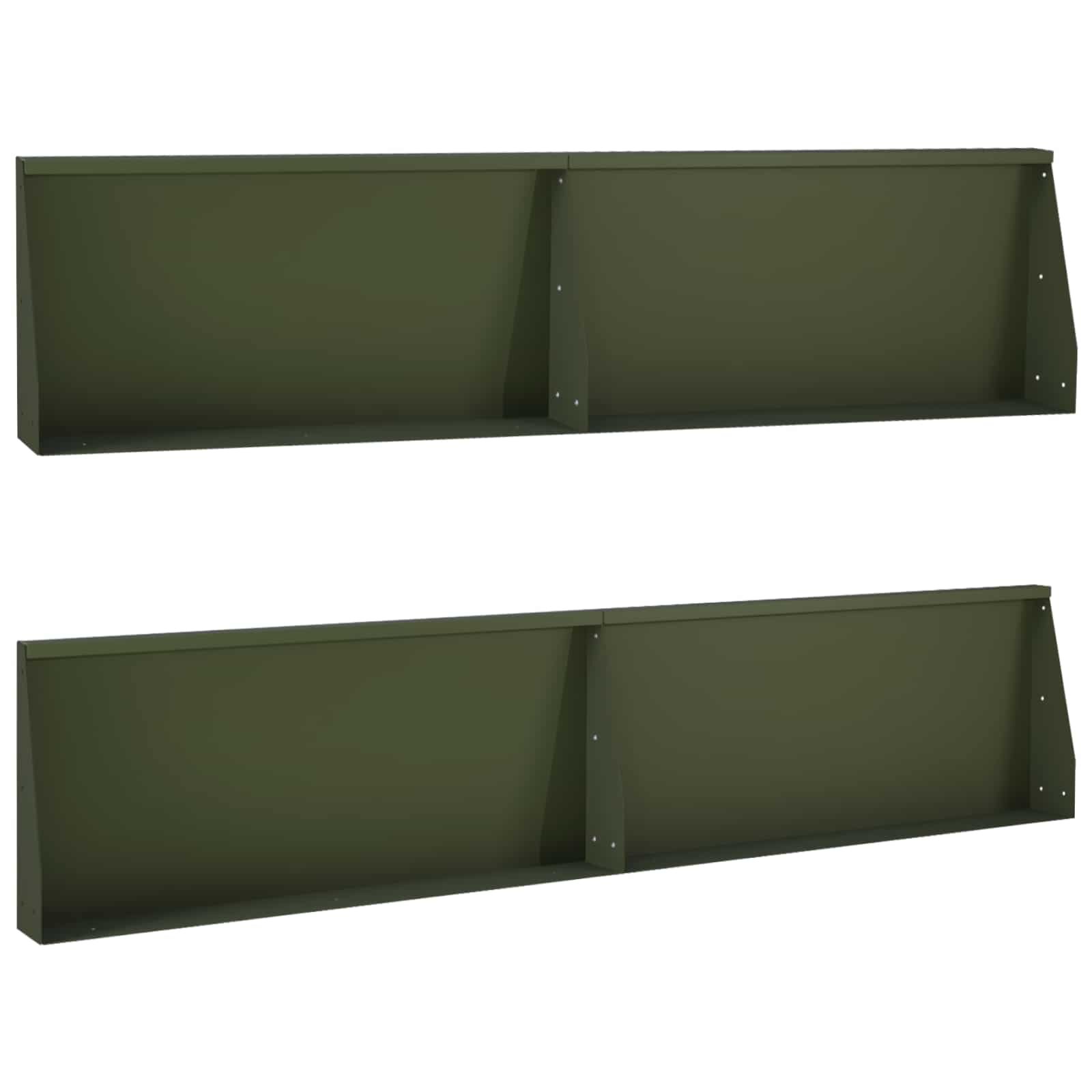 vidaXL Задържащи стени 4 бр. 100 x 12 x 50 см Стомана Маслиненозелено