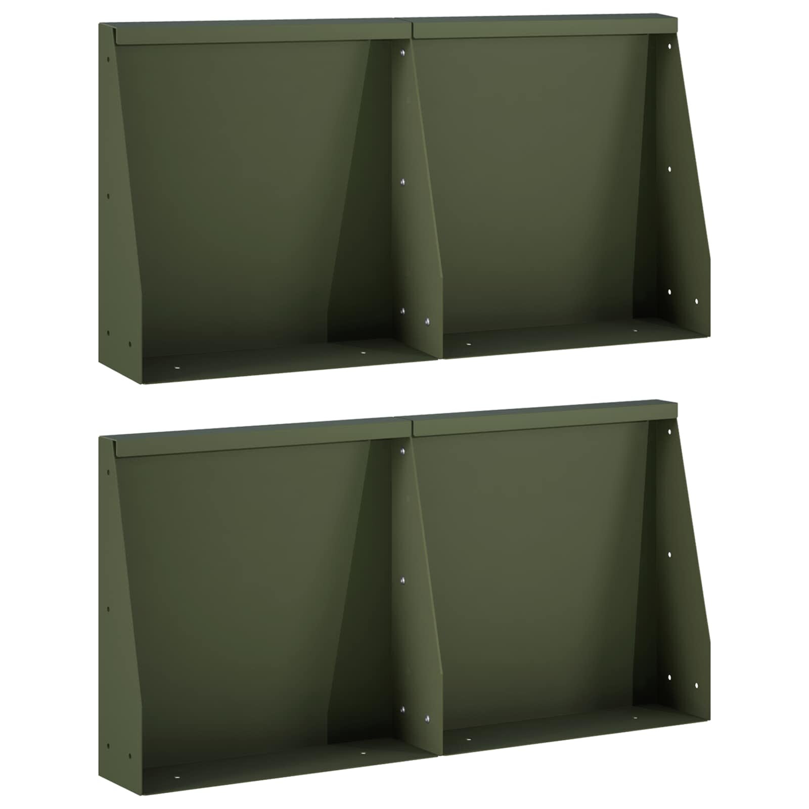 vidaXL Задържащи стени 4 бр. 40 x 12 x 30 см Стомана Маслиненозелено