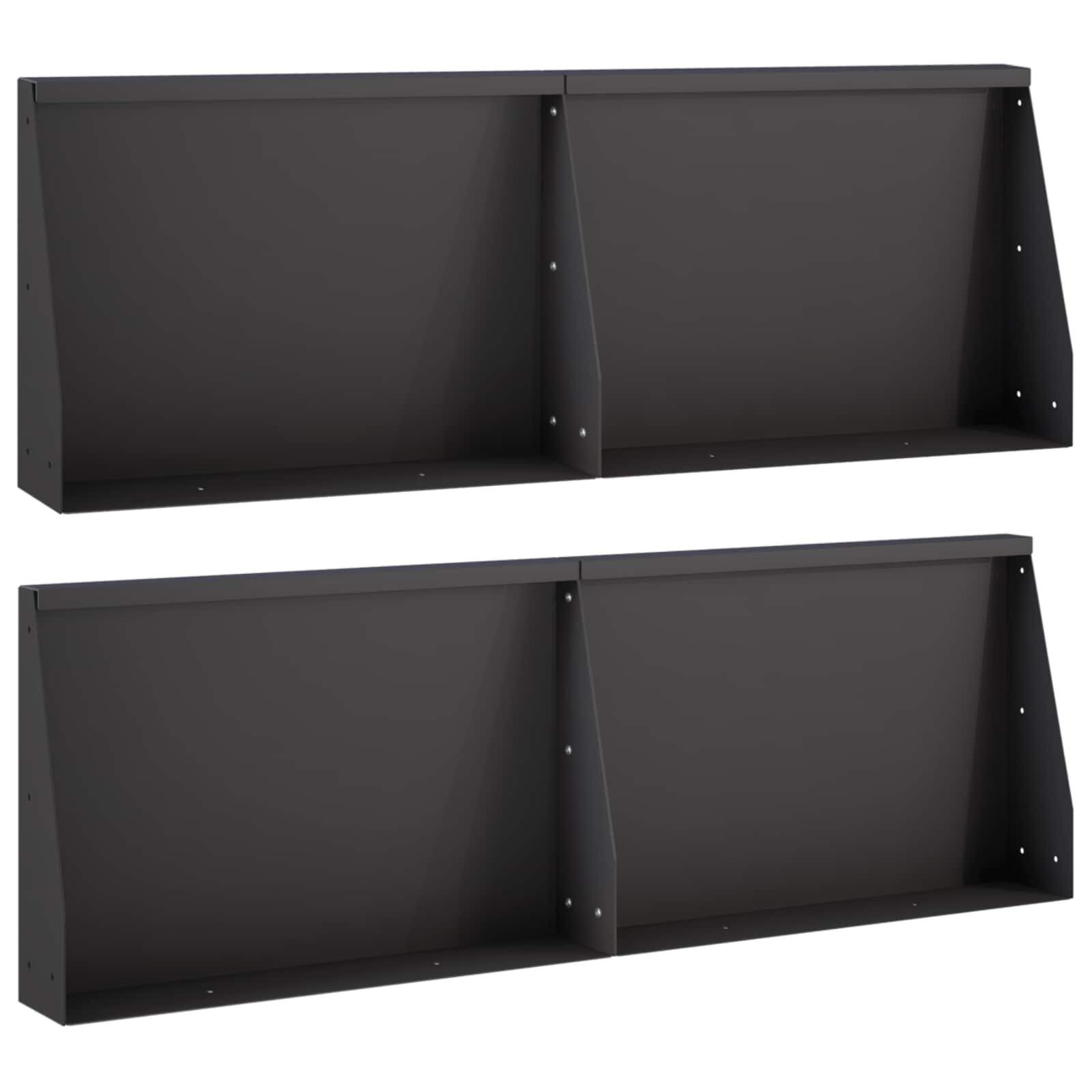 vidaXL Задържащи стени 4 бр. 60 x 12 x 30 см Стомана Черно