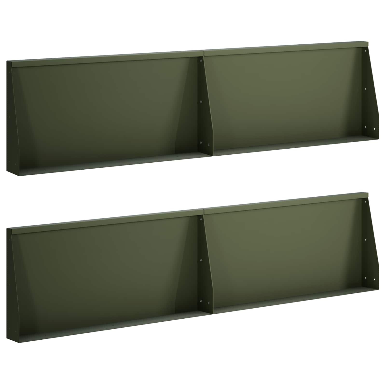 vidaXL Задържащи стени 4 бр. 80 x 12 x 50 см Стомана Маслиненозелено