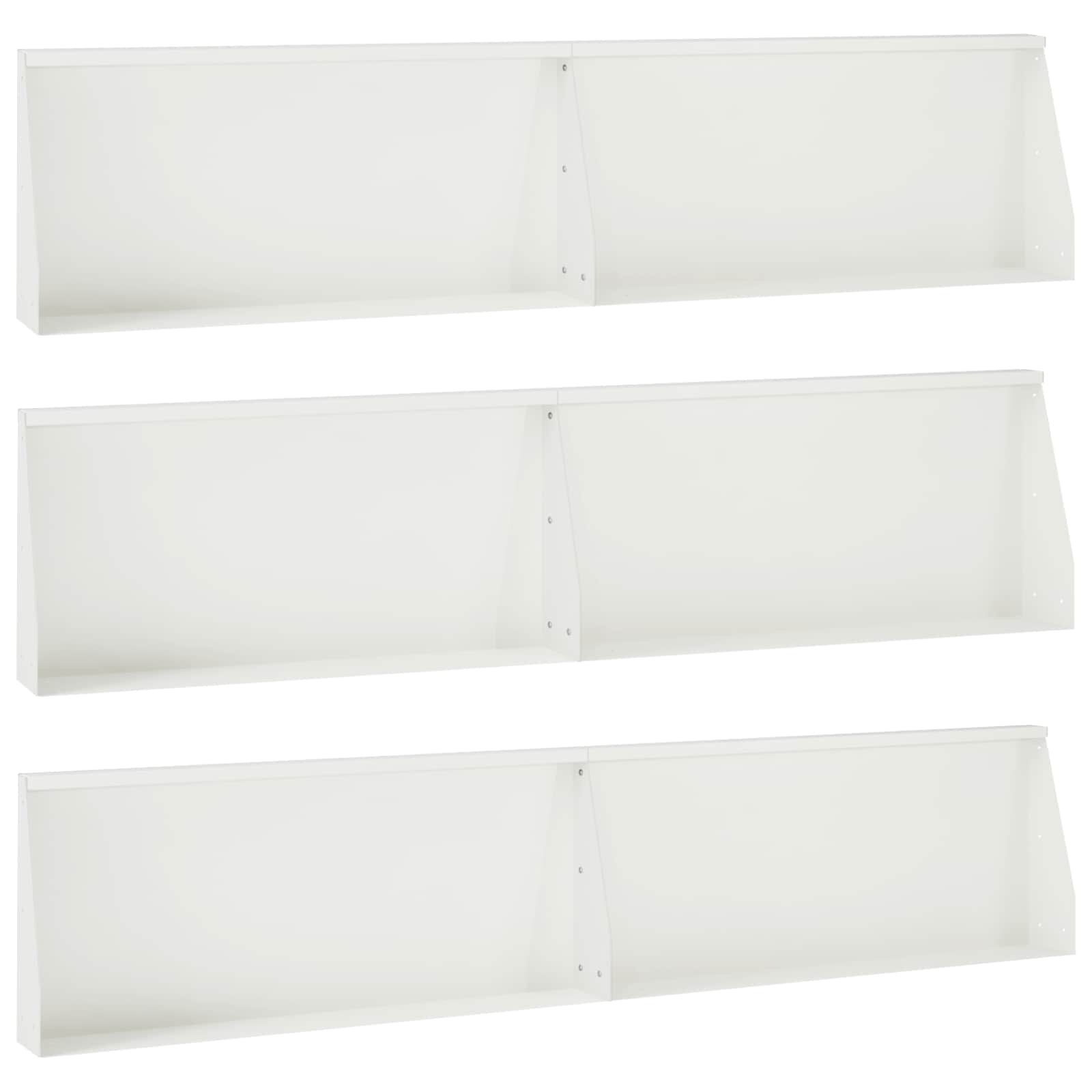 vidaXL Задържащи стени 6 бр. 100 x 12 x 30 см Стомана Бяло