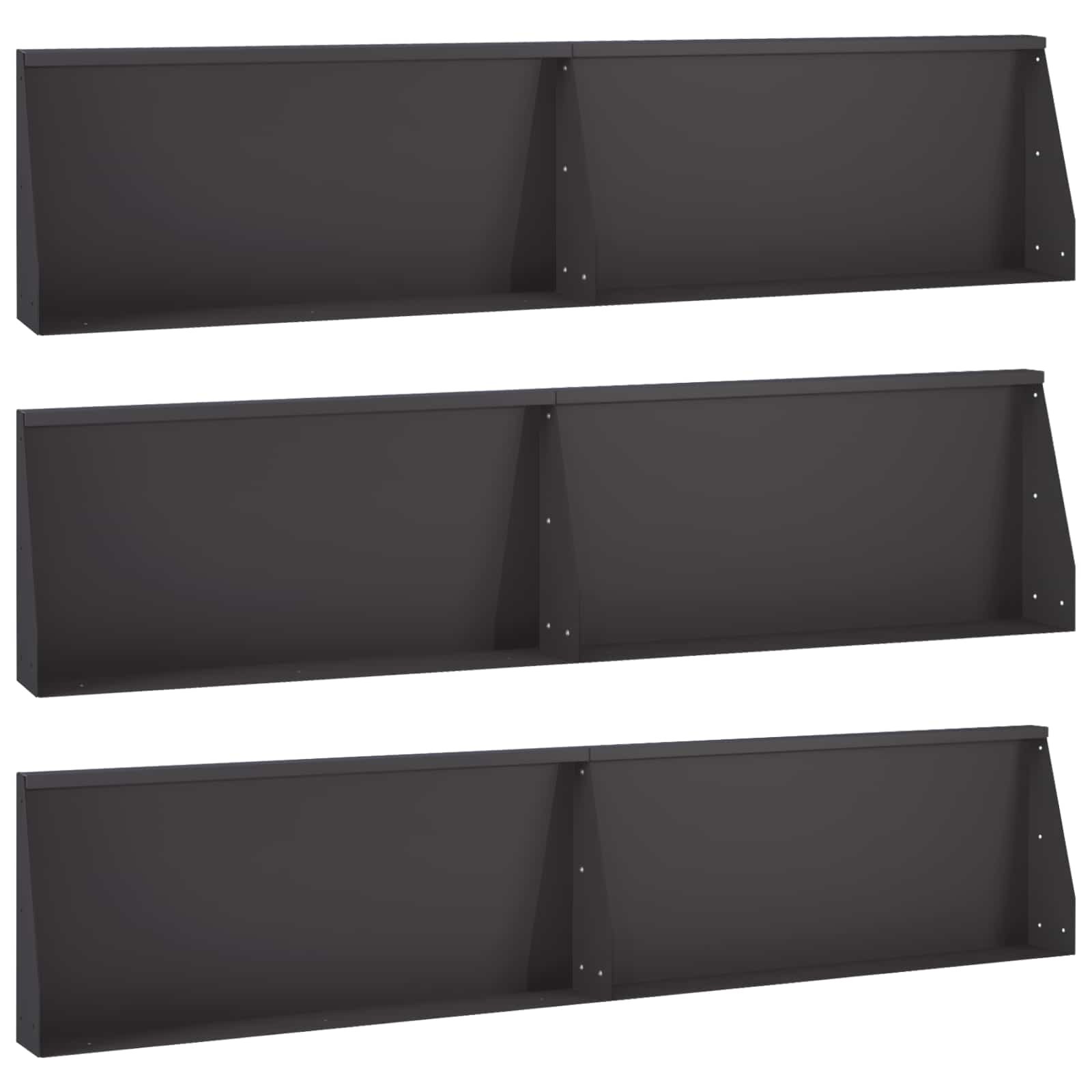 vidaXL Задържащи стени 6 бр. 100 x 12 x 30 см Стомана Черно